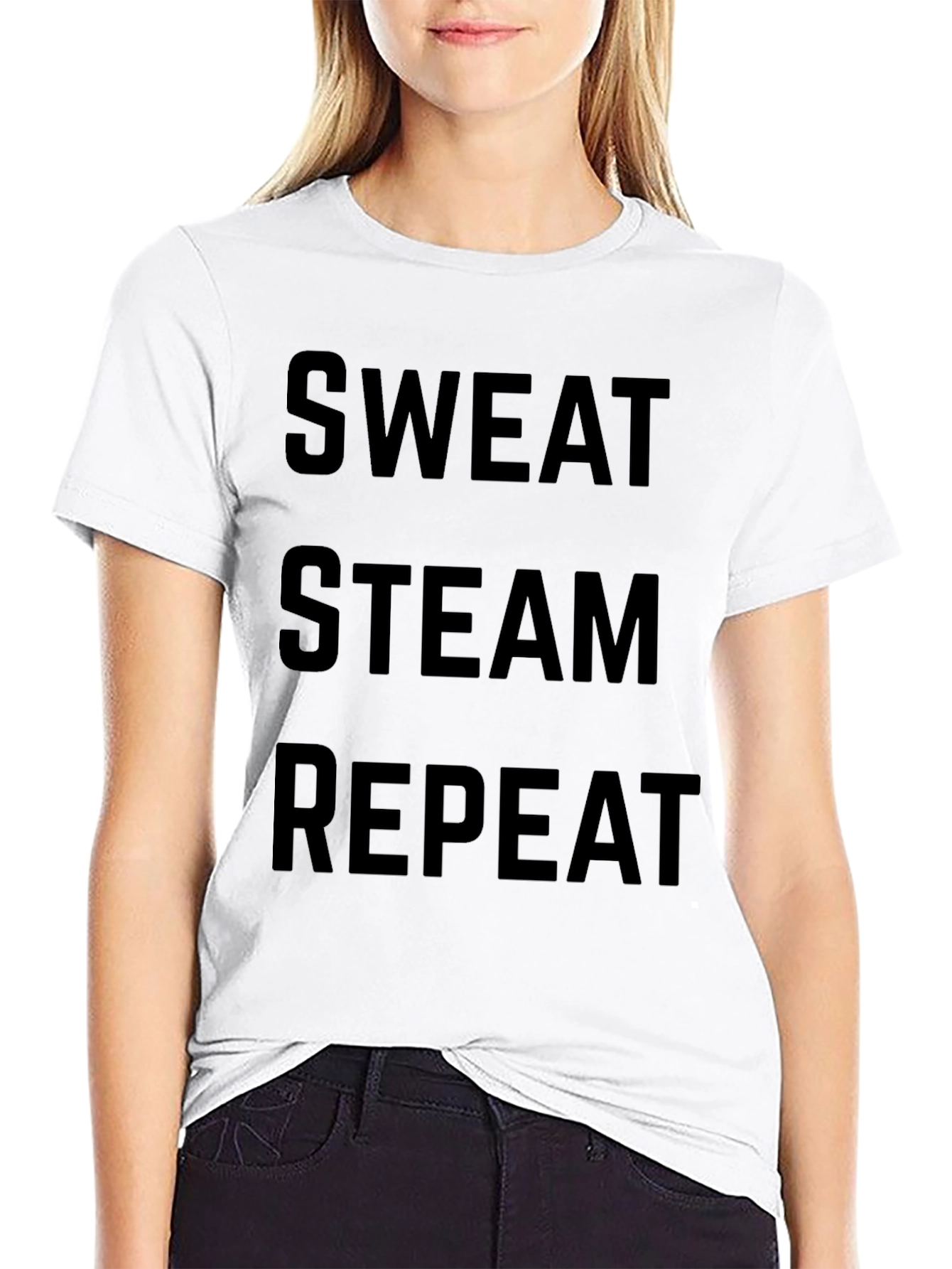 Sweat Steam Repeat Graphic Tee - Workout Motivation