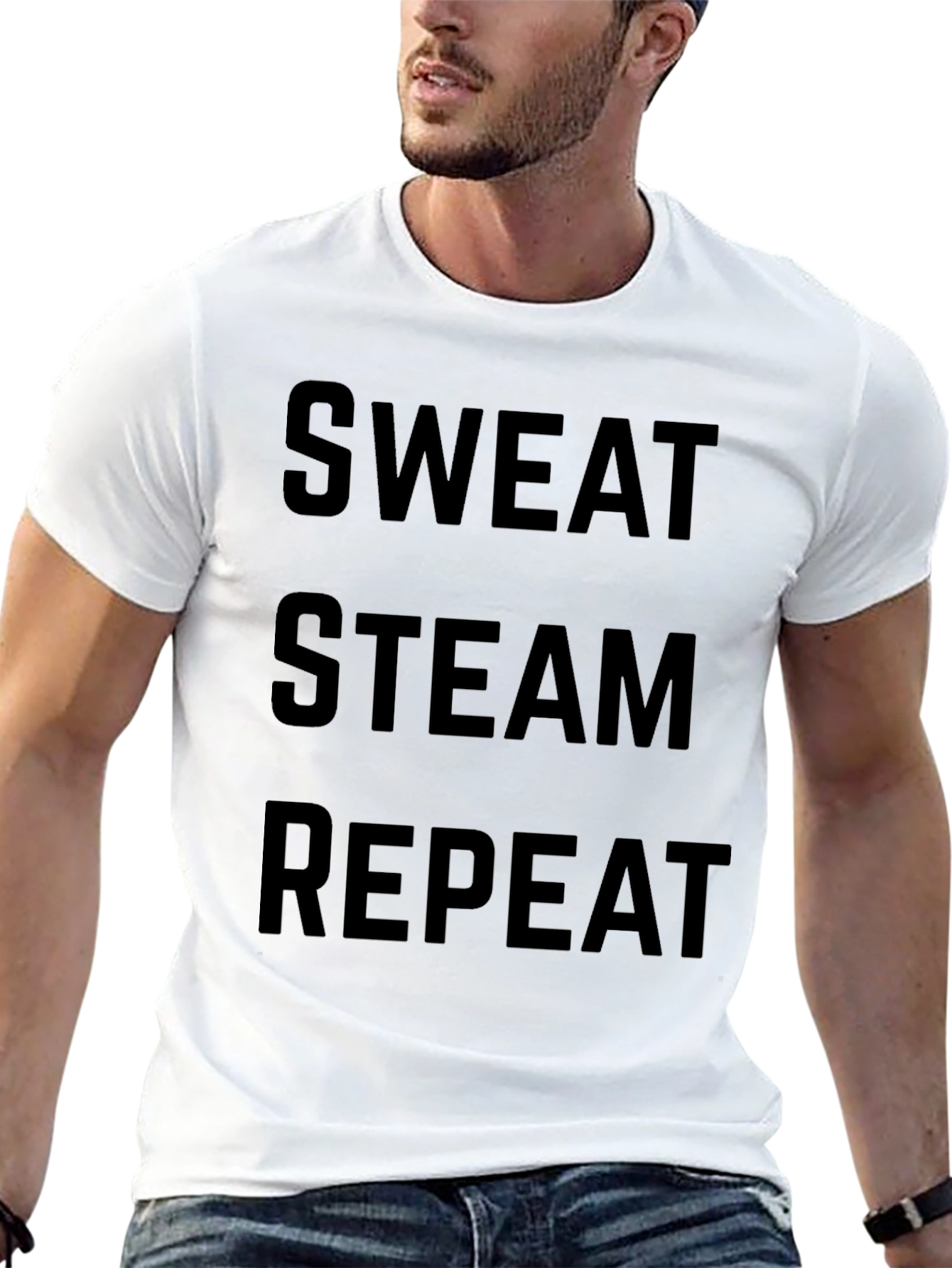 Sweat Steam Repeat Graphic Tee - Workout Motivation