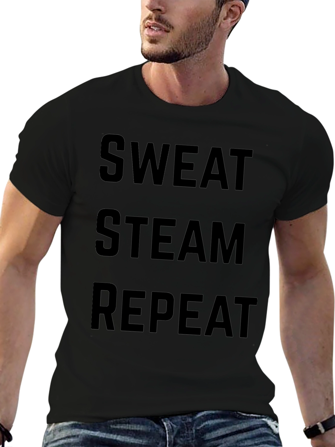 Sweat Steam Repeat Graphic Tee - Workout Motivation