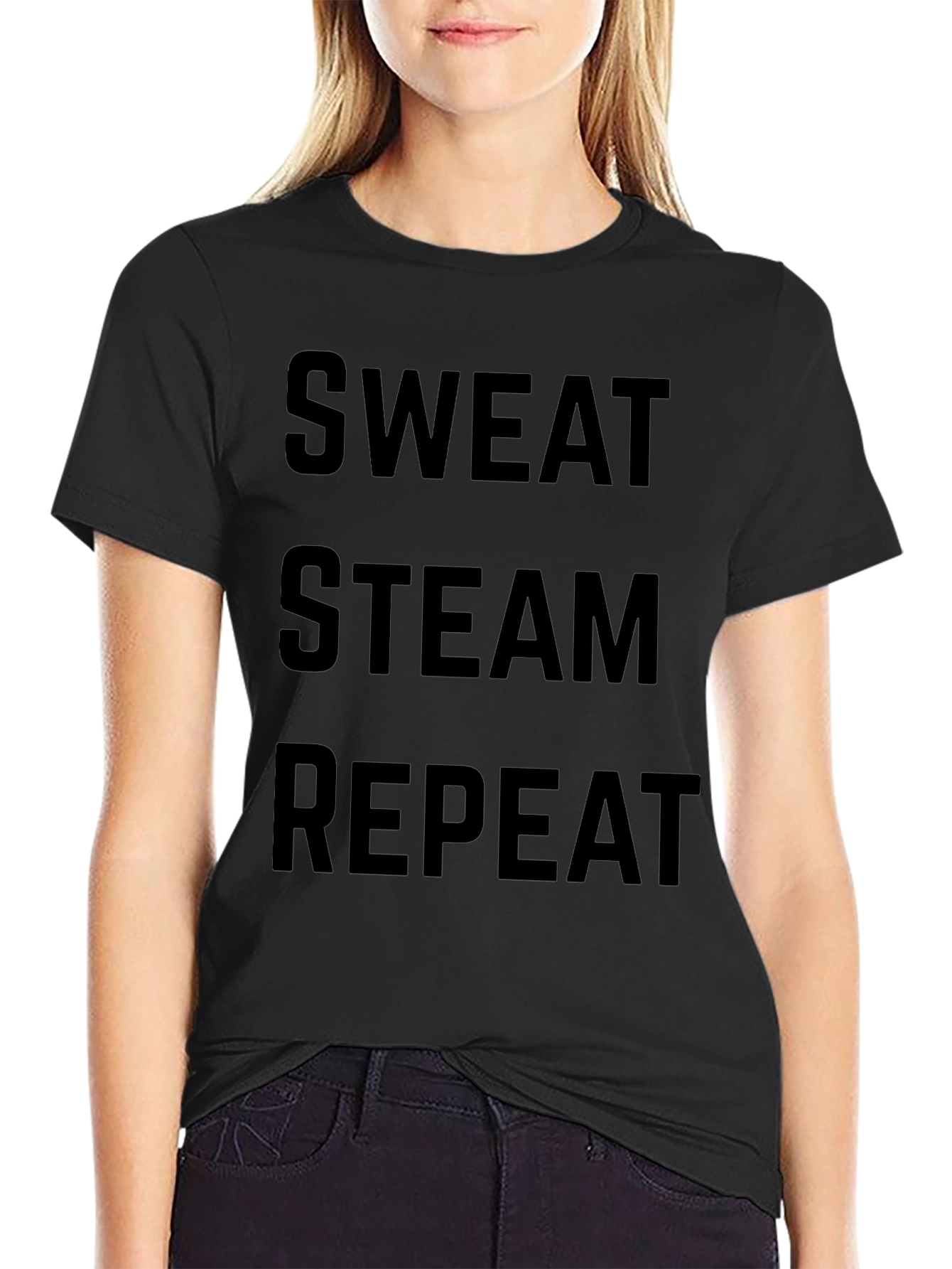 Sweat Steam Repeat Graphic Tee - Workout Motivation