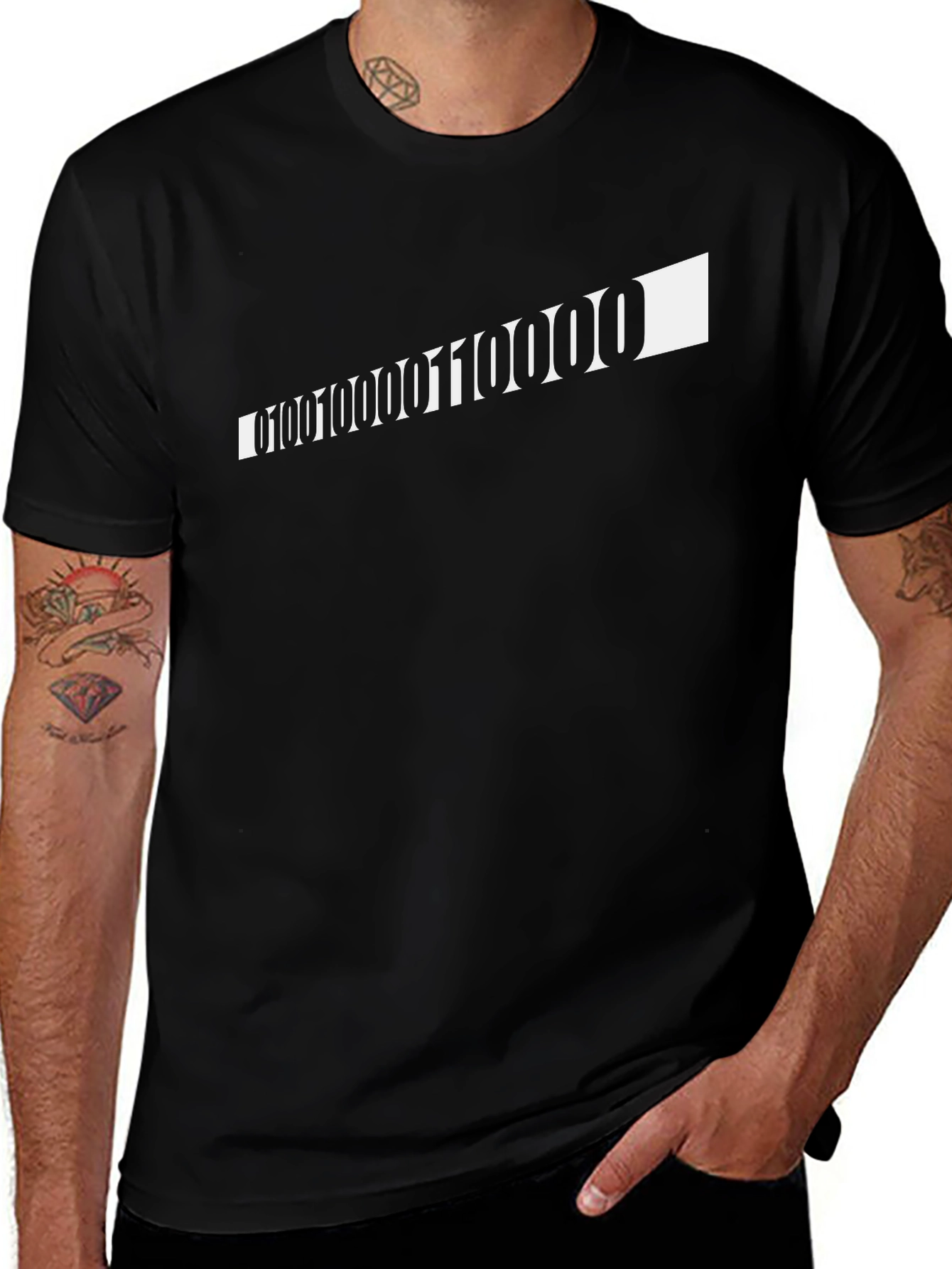 Binary Code Graphic Tee - Black