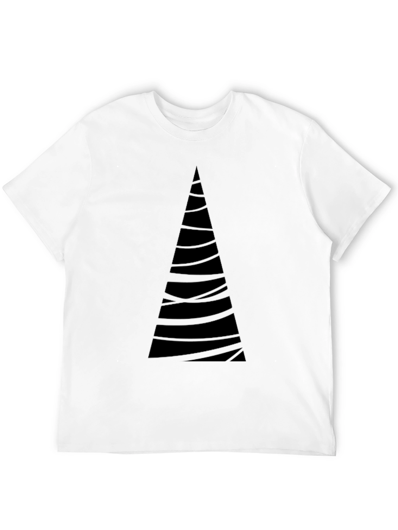 Modern Geometric Tree Graphic Tee - Soft Black Cotton