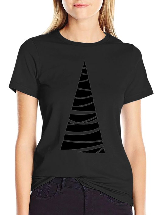 Modern Geometric Tree Graphic Tee - Soft Black Cotton
