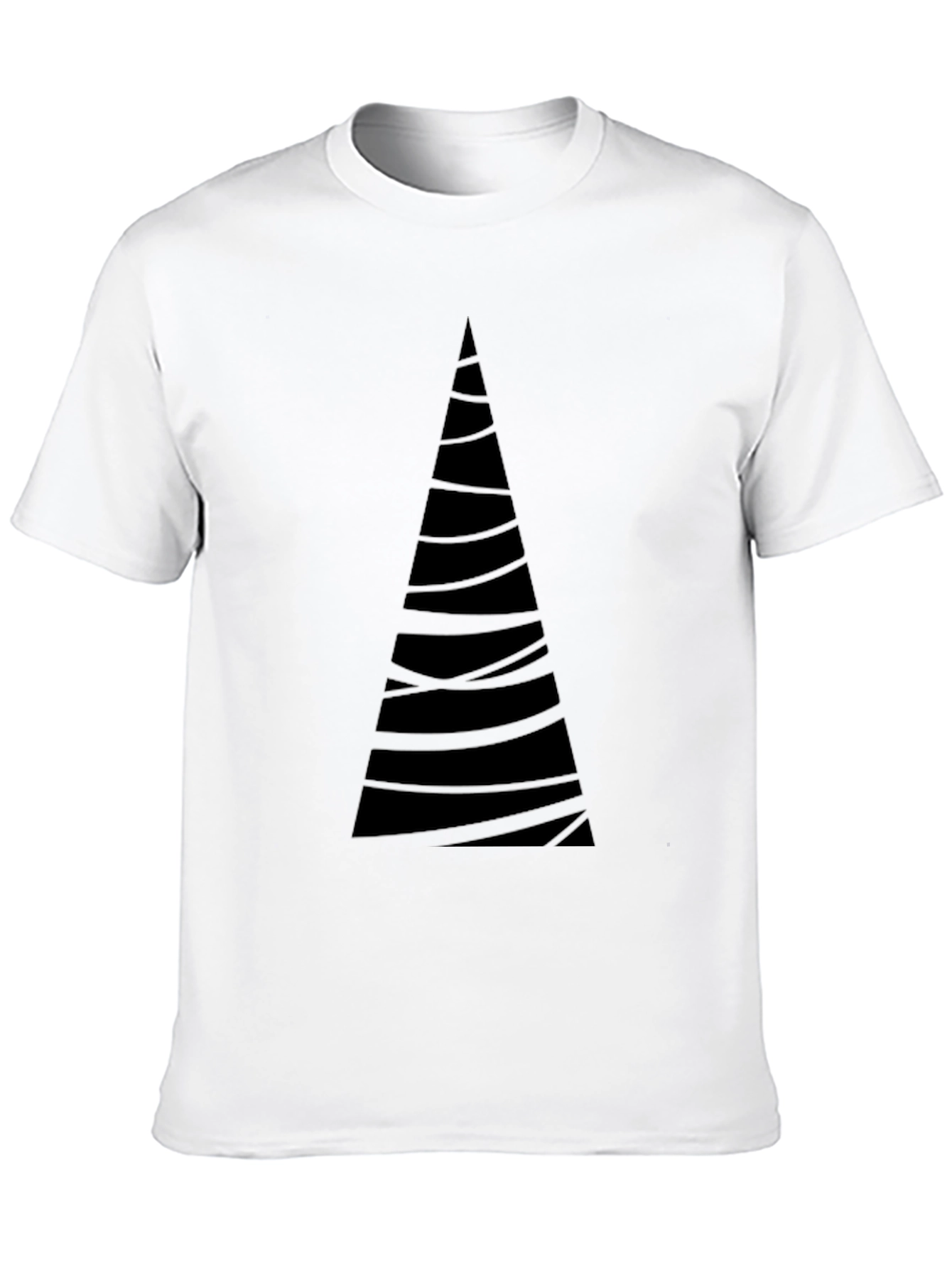 Modern Geometric Tree Graphic Tee - Soft Black Cotton