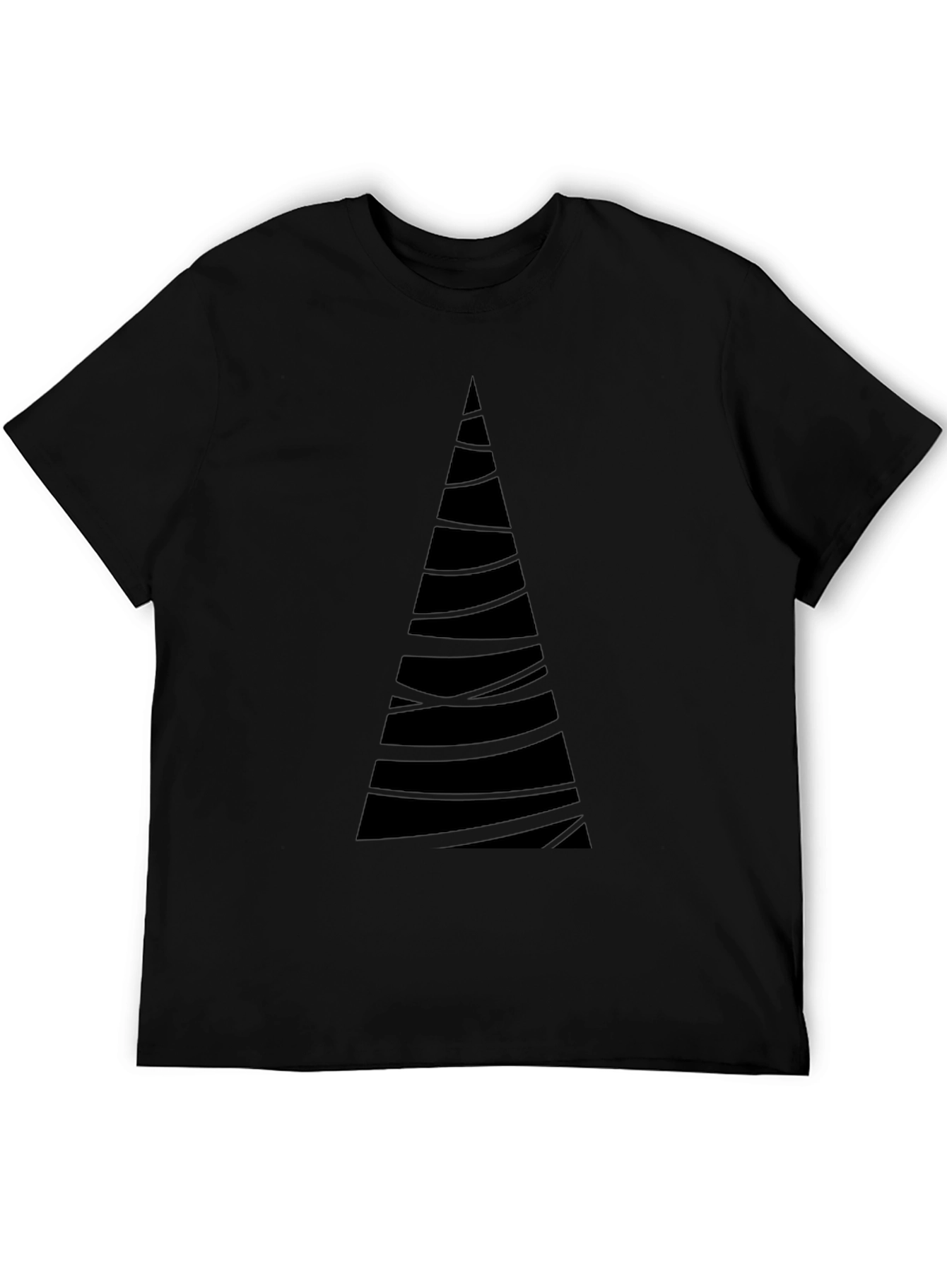Modern Geometric Tree Graphic Tee - Soft Black Cotton