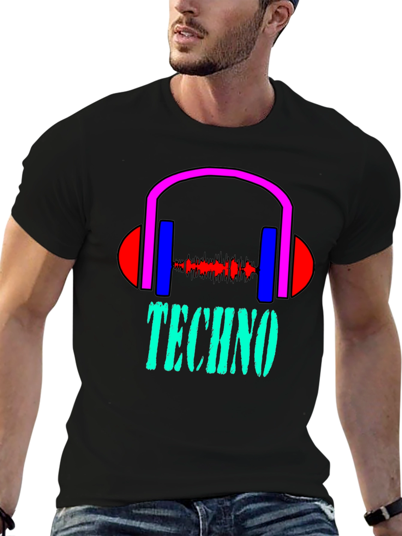 Techno Music Graphic Tee - Stylish Black T-Shirt