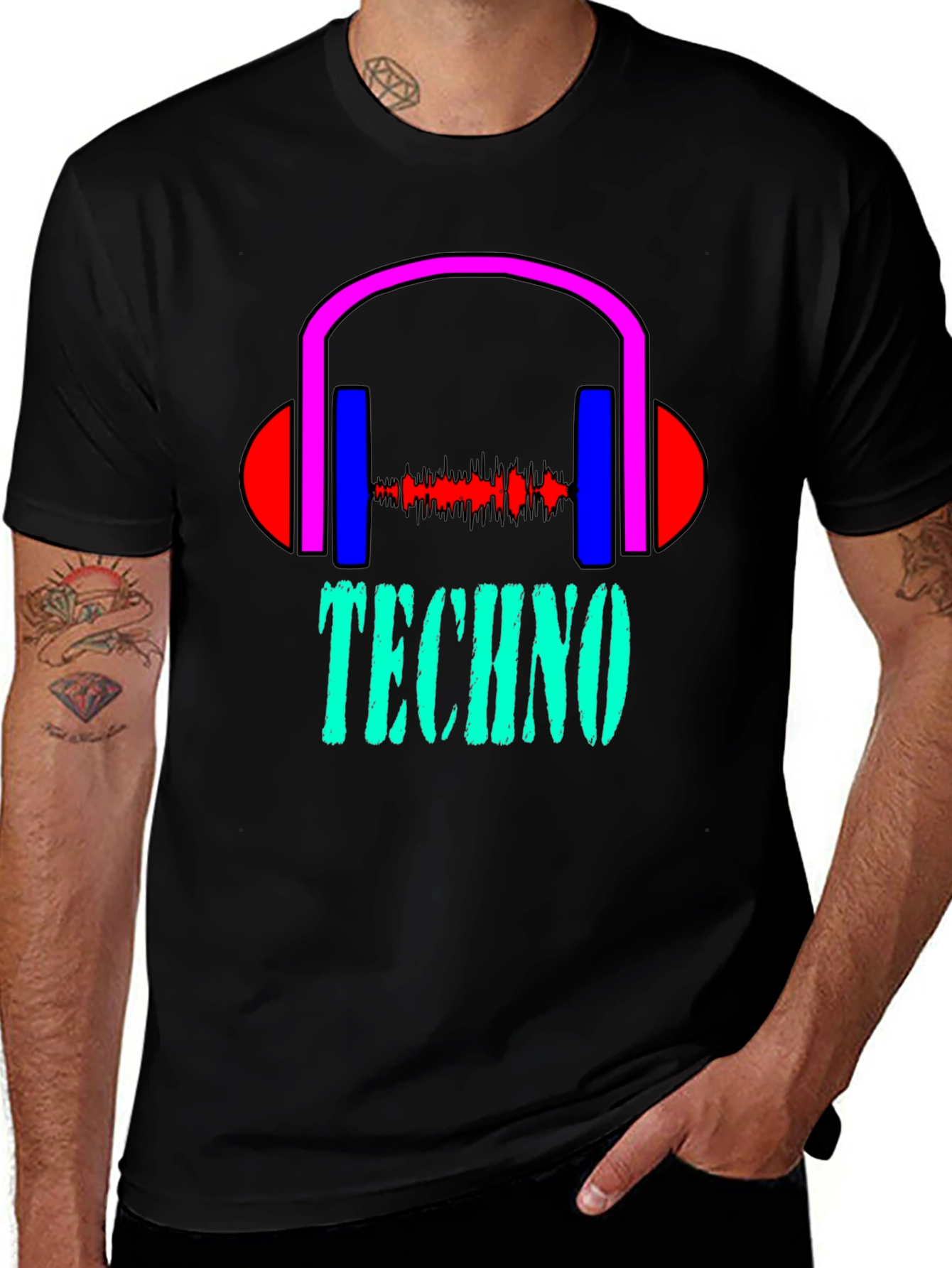 Techno Music Graphic Tee - Stylish Black T-Shirt
