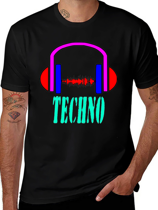 Techno Music Graphic Tee - Stylish Black T-Shirt