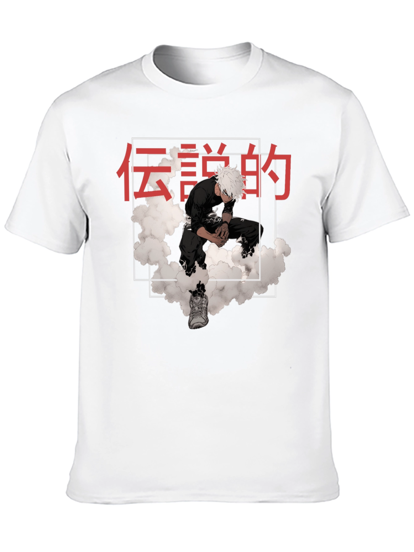 Anime Graphic Tee: Legend Cloud Print T-Shirt