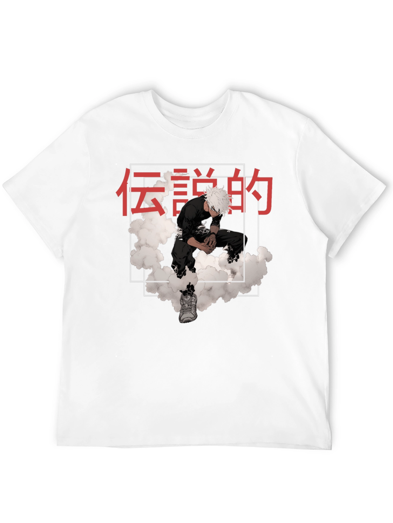 Anime Graphic Tee: Legend Cloud Print T-Shirt