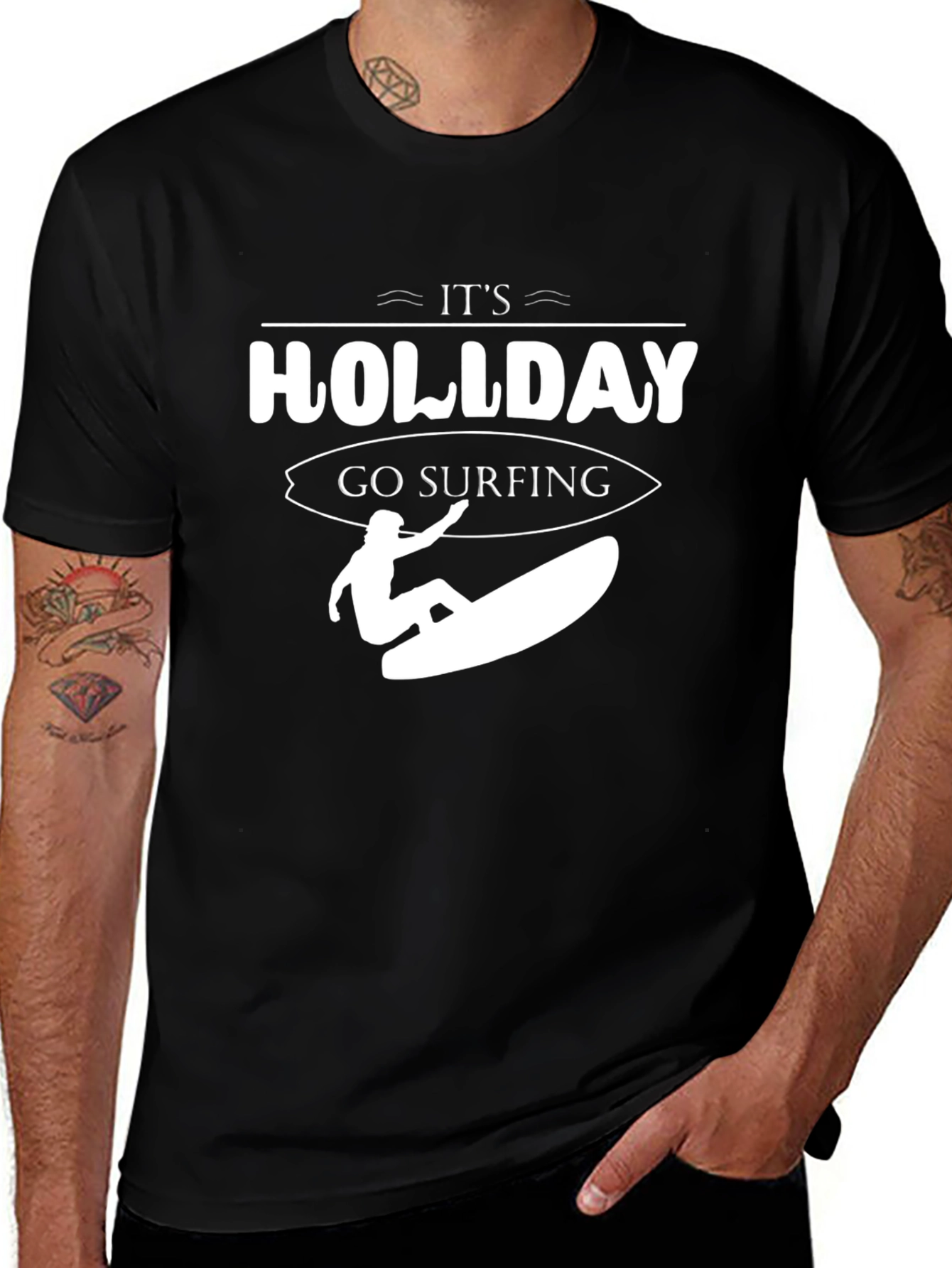 Its Holliday Go Surfing Black T-Shirt