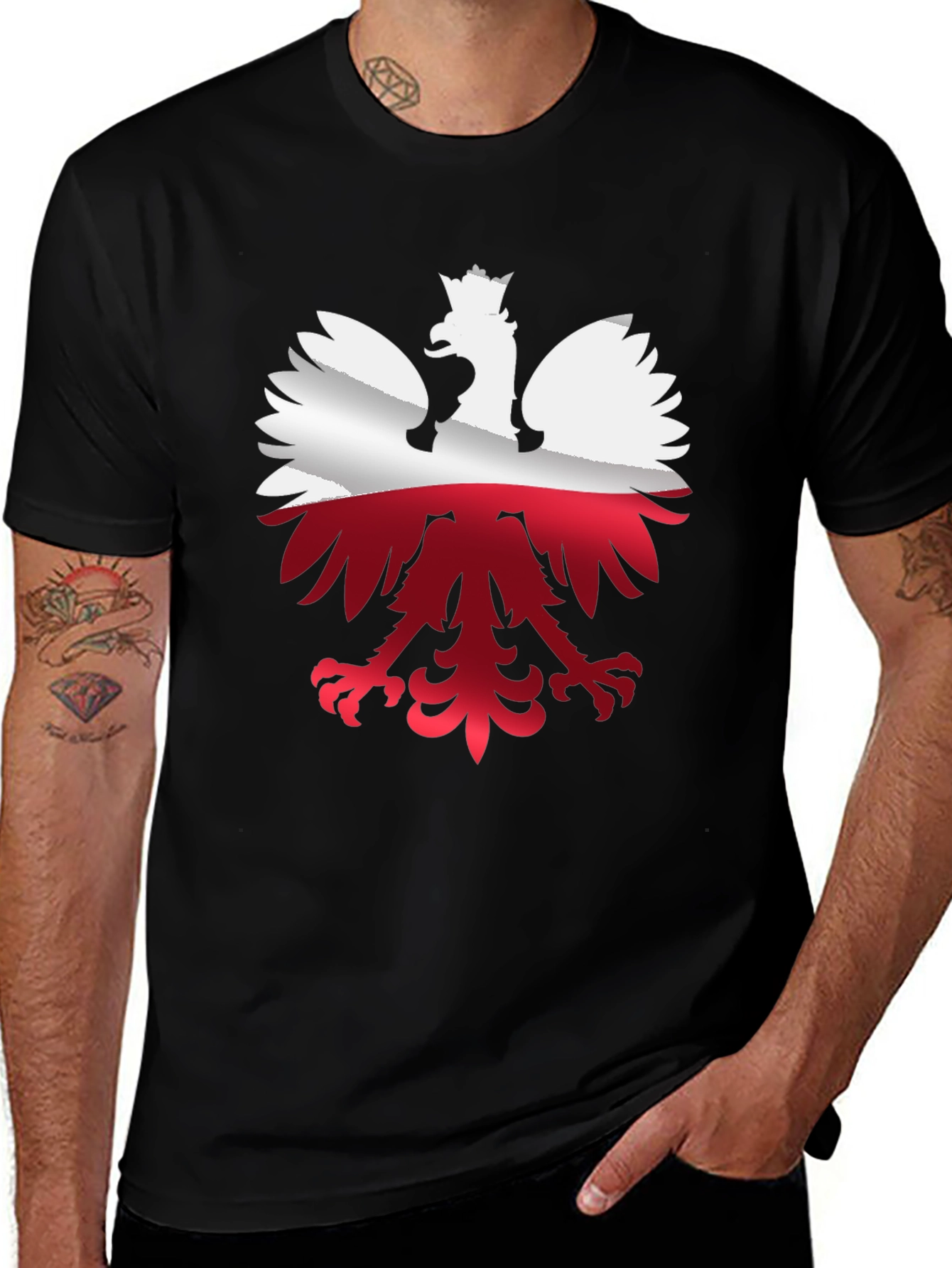 Poland Flag Eagle Black T-Shirt