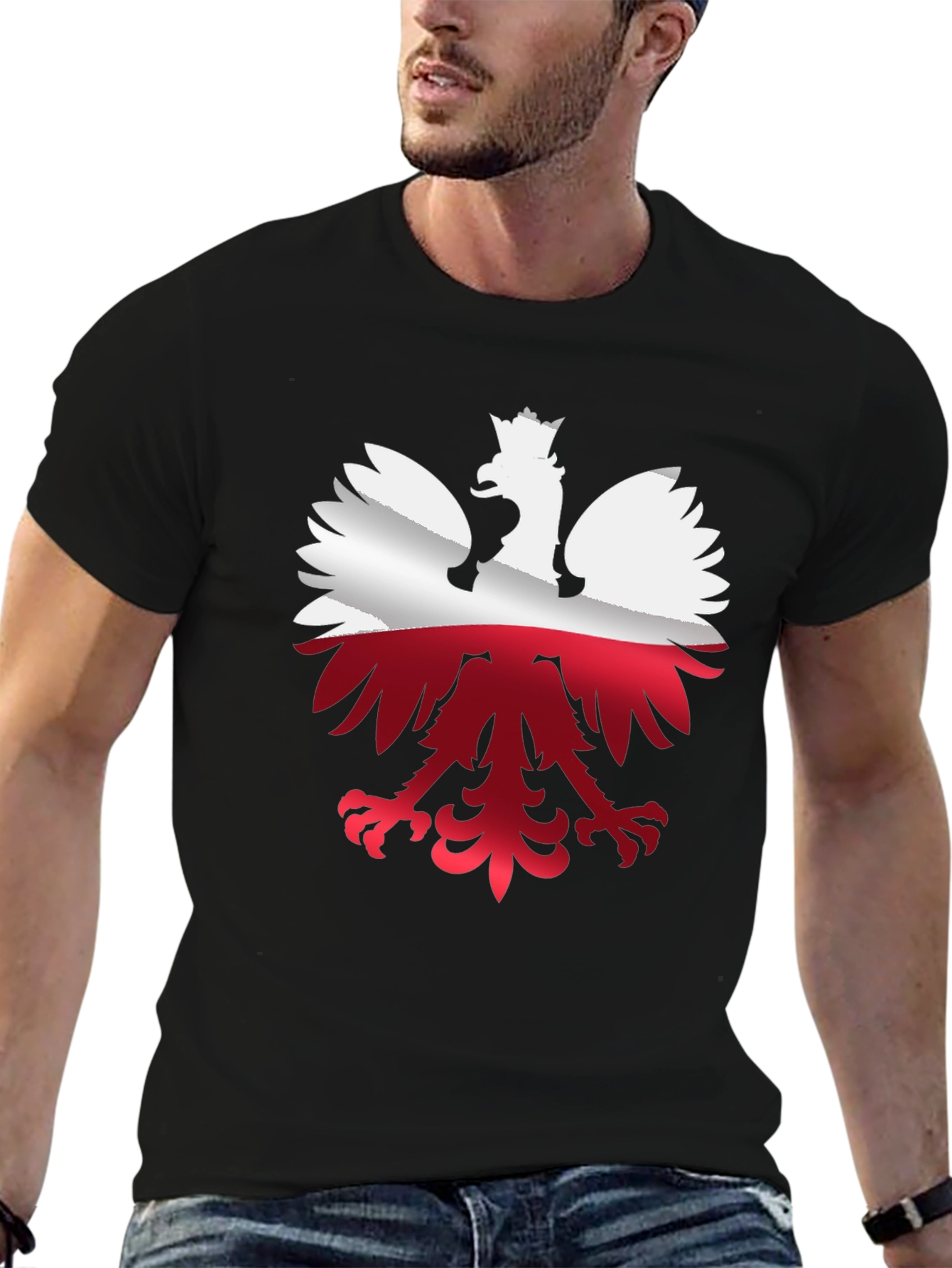 Poland Flag Eagle Black T-Shirt