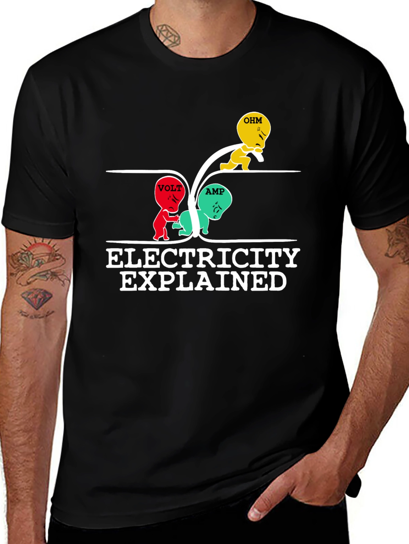 Electricity Explained Graphic T-Shirt - Black Cotton Tee