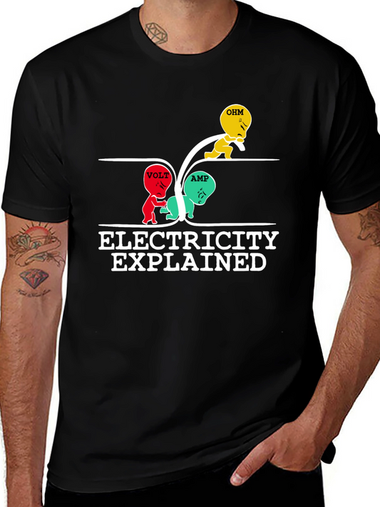 Electricity Explained Graphic T-Shirt - Black Cotton Tee