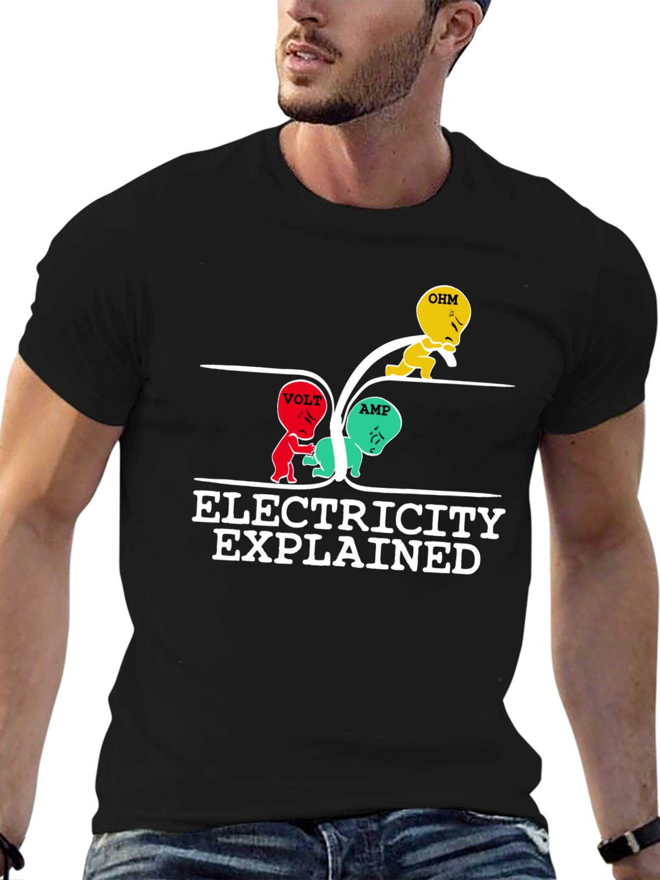 Electricity Explained Graphic T-Shirt - Black Cotton Tee