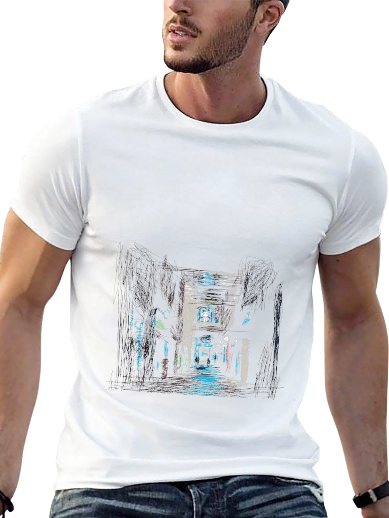 Urban Alleyway Graphic Tee - Black Cotton T-Shirt