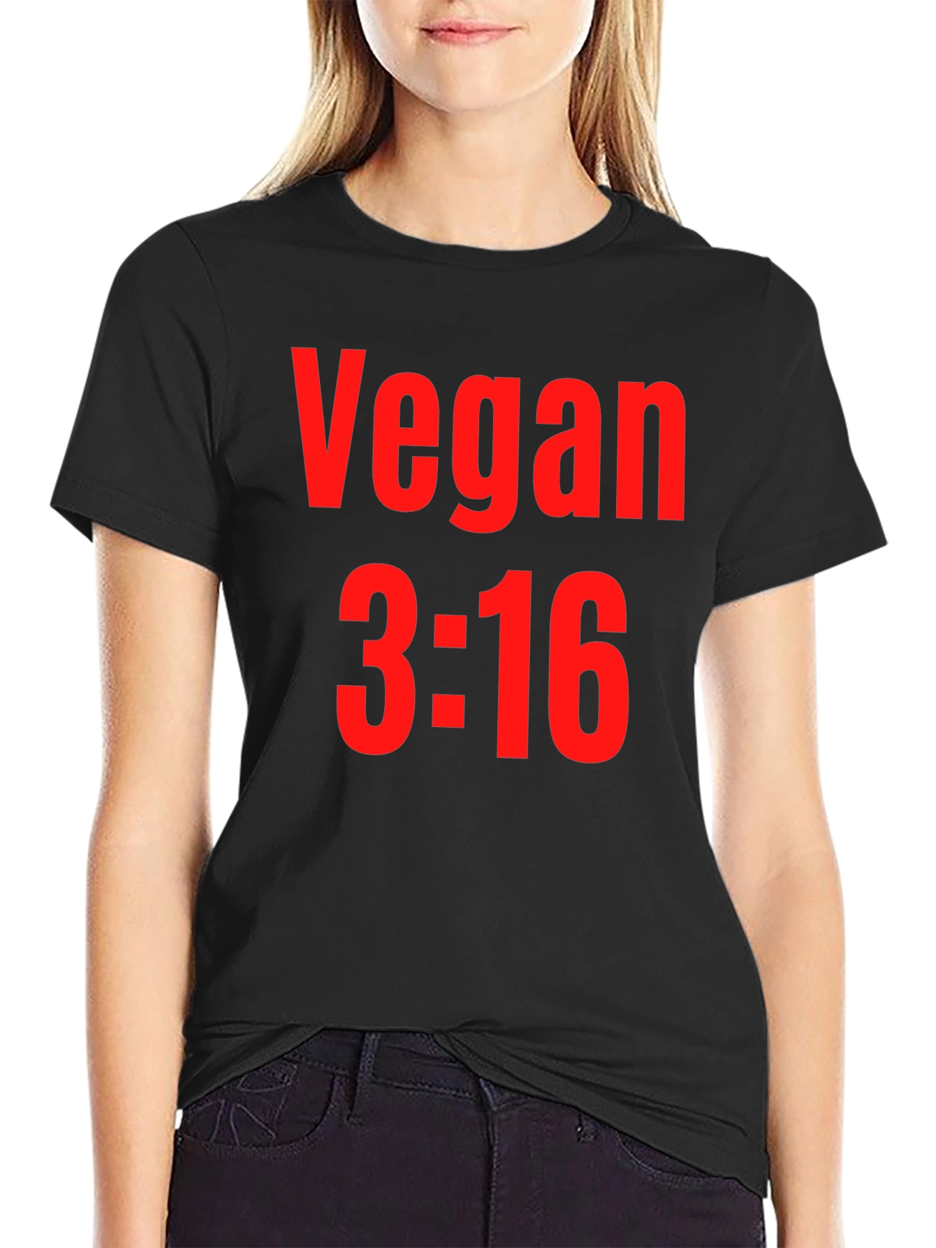 Vegan 3:16 T-Shirt - Bold Red Graphic Print