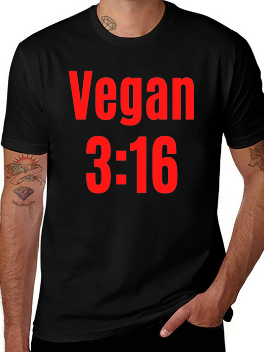 Vegan 3:16 T-Shirt - Bold Red Graphic Print