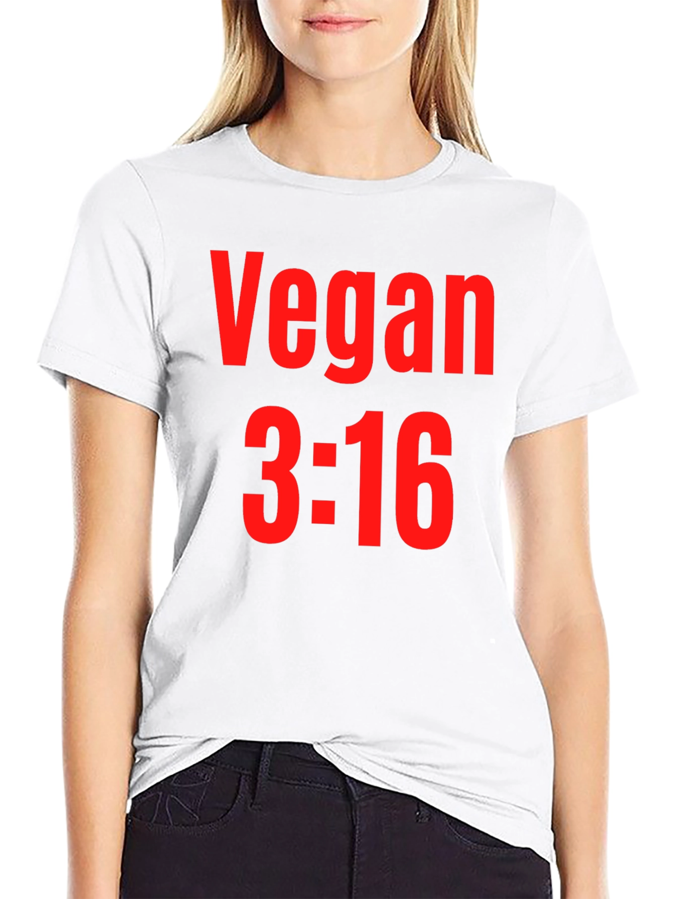 Vegan 3:16 T-Shirt - Bold Red Graphic Print