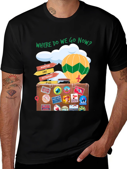 Travel Suitcase Graphic T-Shirt - Where Do We Go Now?