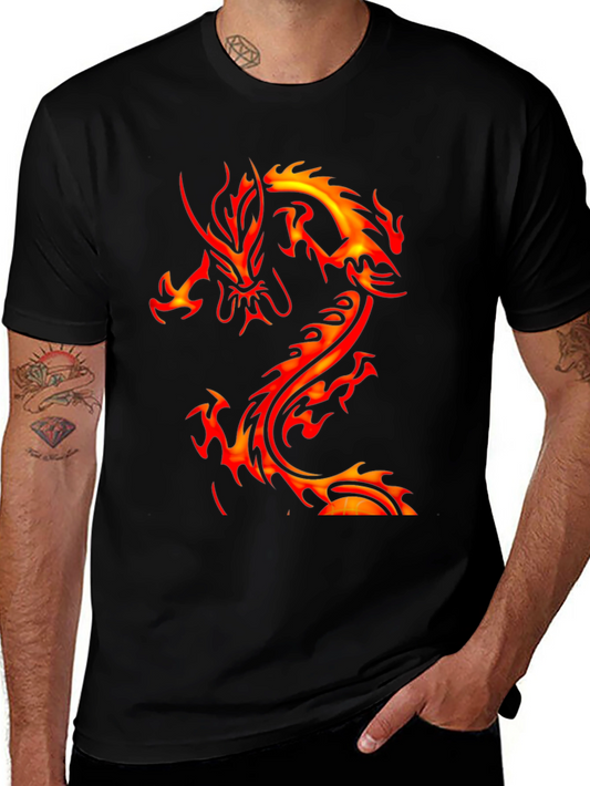 Fiery Dragon Graphic Black T-Shirt