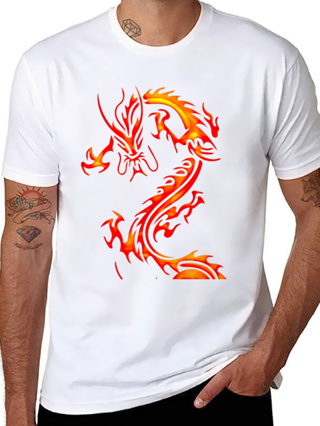 Fiery Dragon Graphic Black T-Shirt