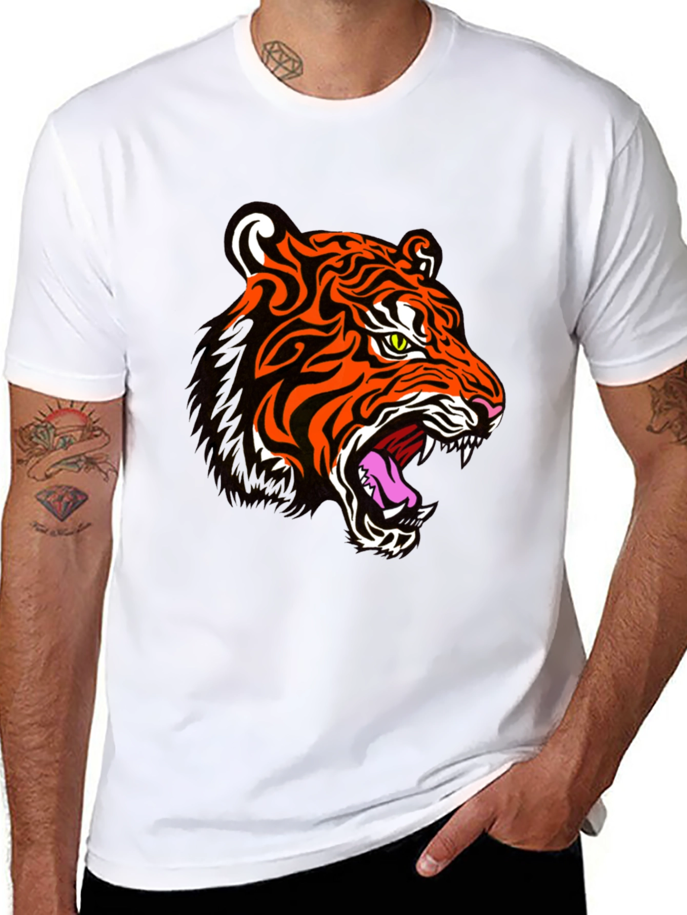 Tiger Graphic Print Black T-Shirt