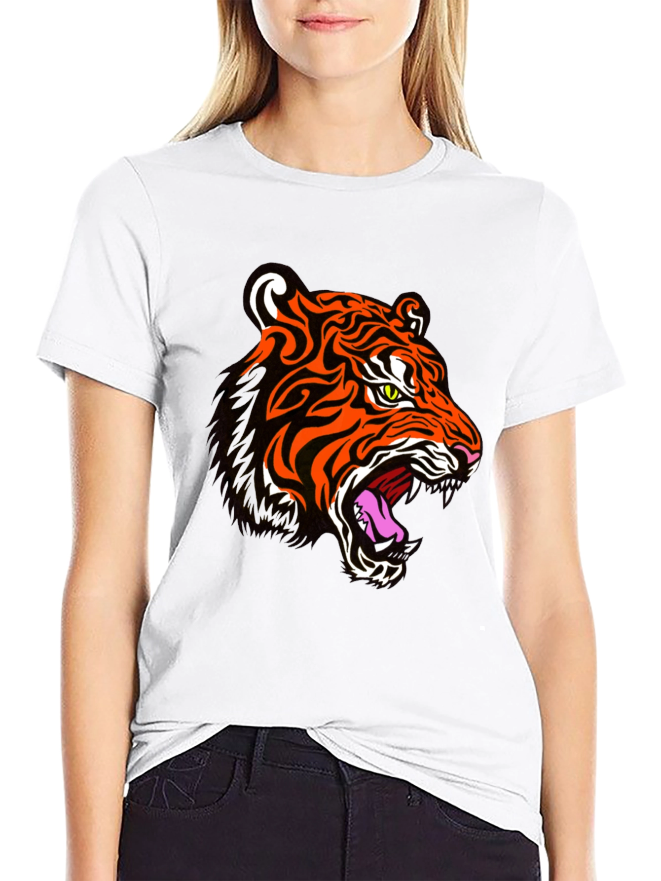 Tiger Graphic Print Black T-Shirt