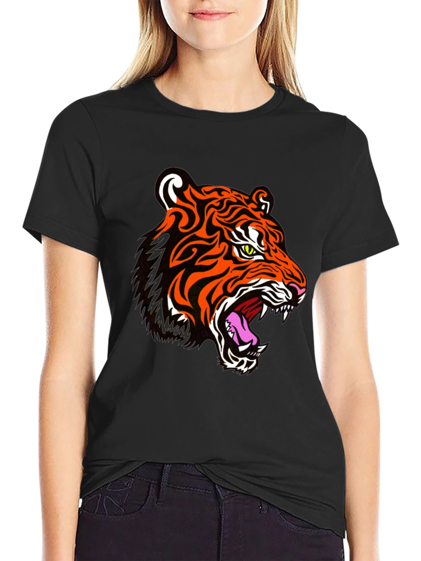 Tiger Graphic Print Black T-Shirt