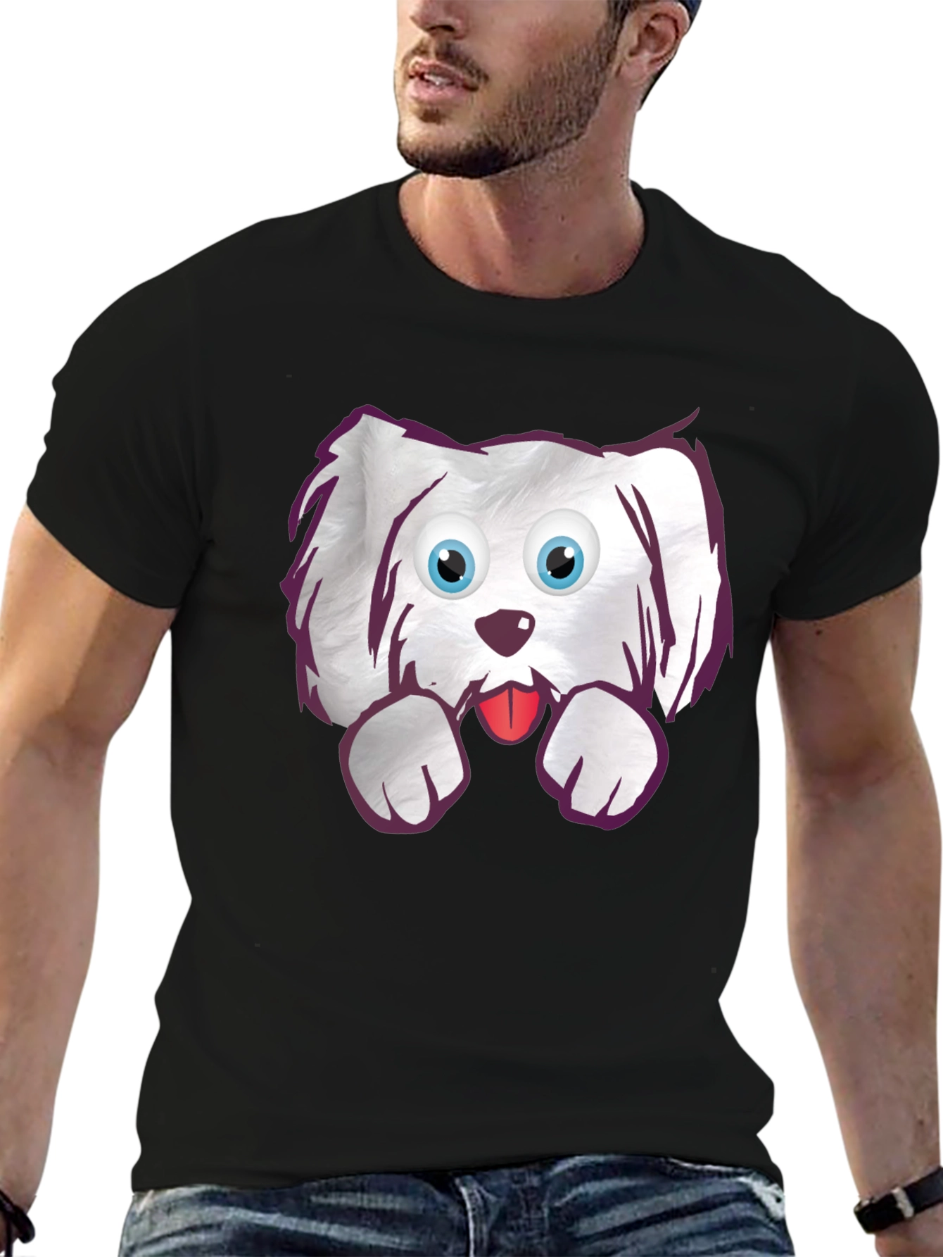 Cartoon Dog Graphic T-Shirt - Cute Pet Tee