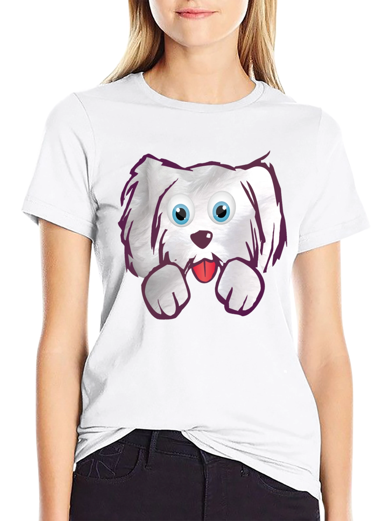 Cartoon Dog Graphic T-Shirt - Cute Pet Tee