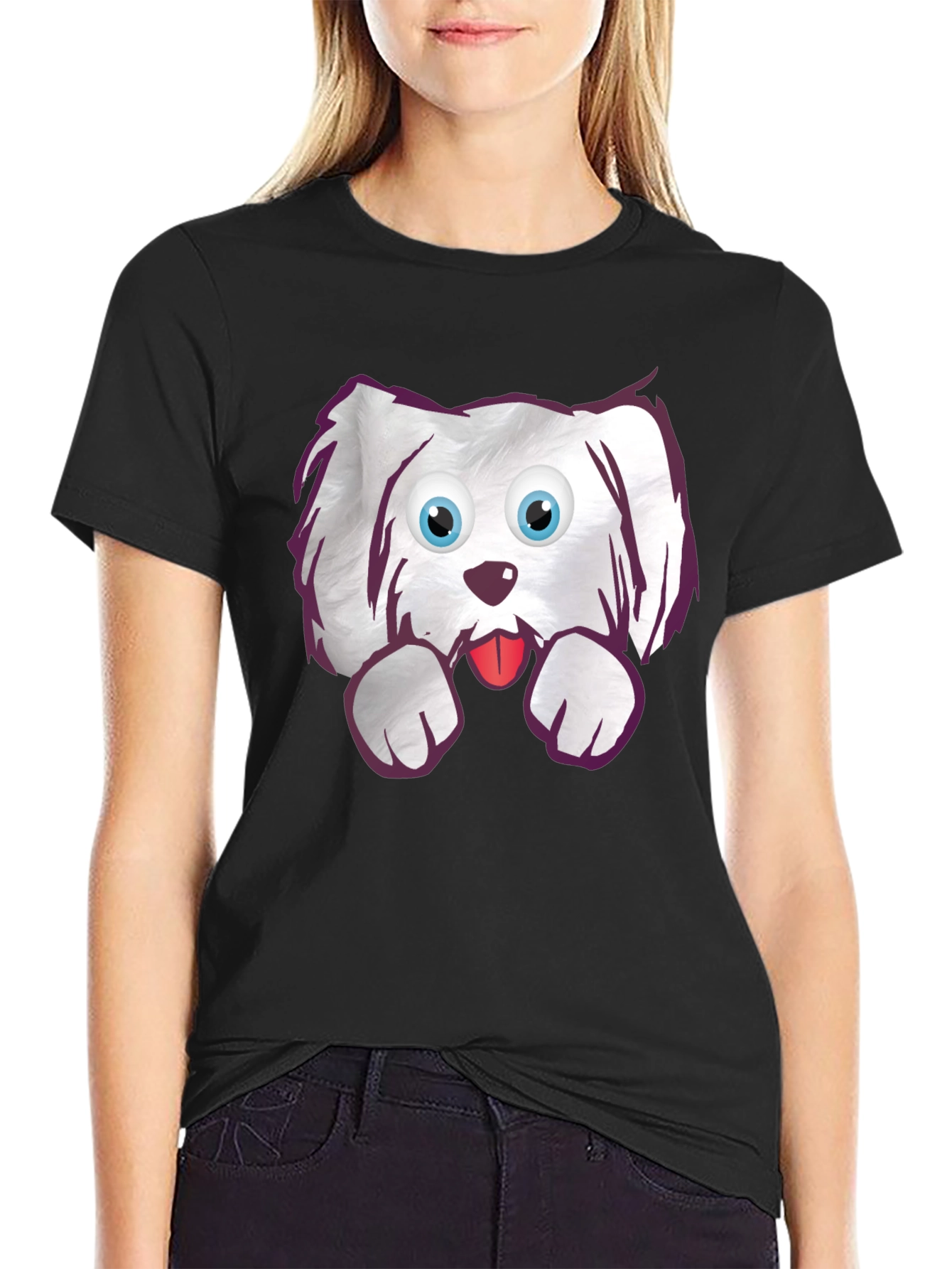 Cartoon Dog Graphic T-Shirt - Cute Pet Tee