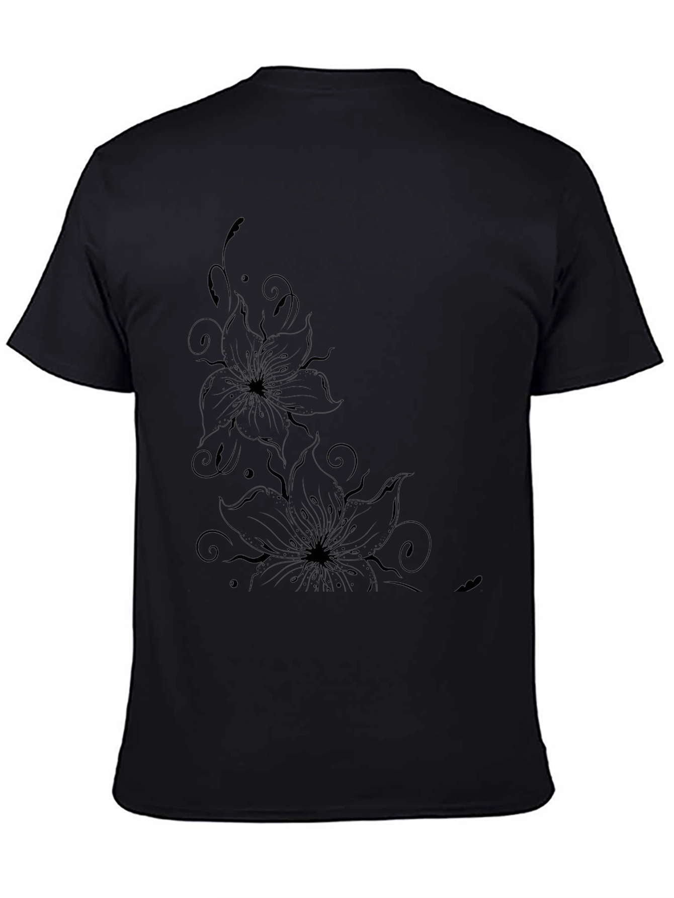 Black Floral Graphic Tee - Stylish Mens T-Shirt