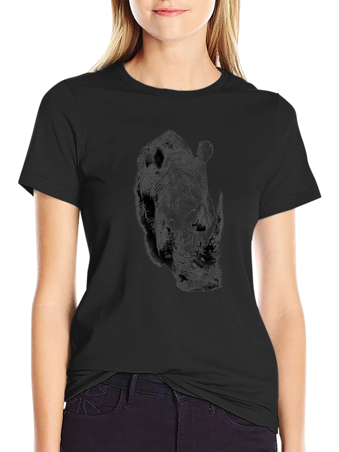 Black Rhino Graphic Tee - Unique Animal Design