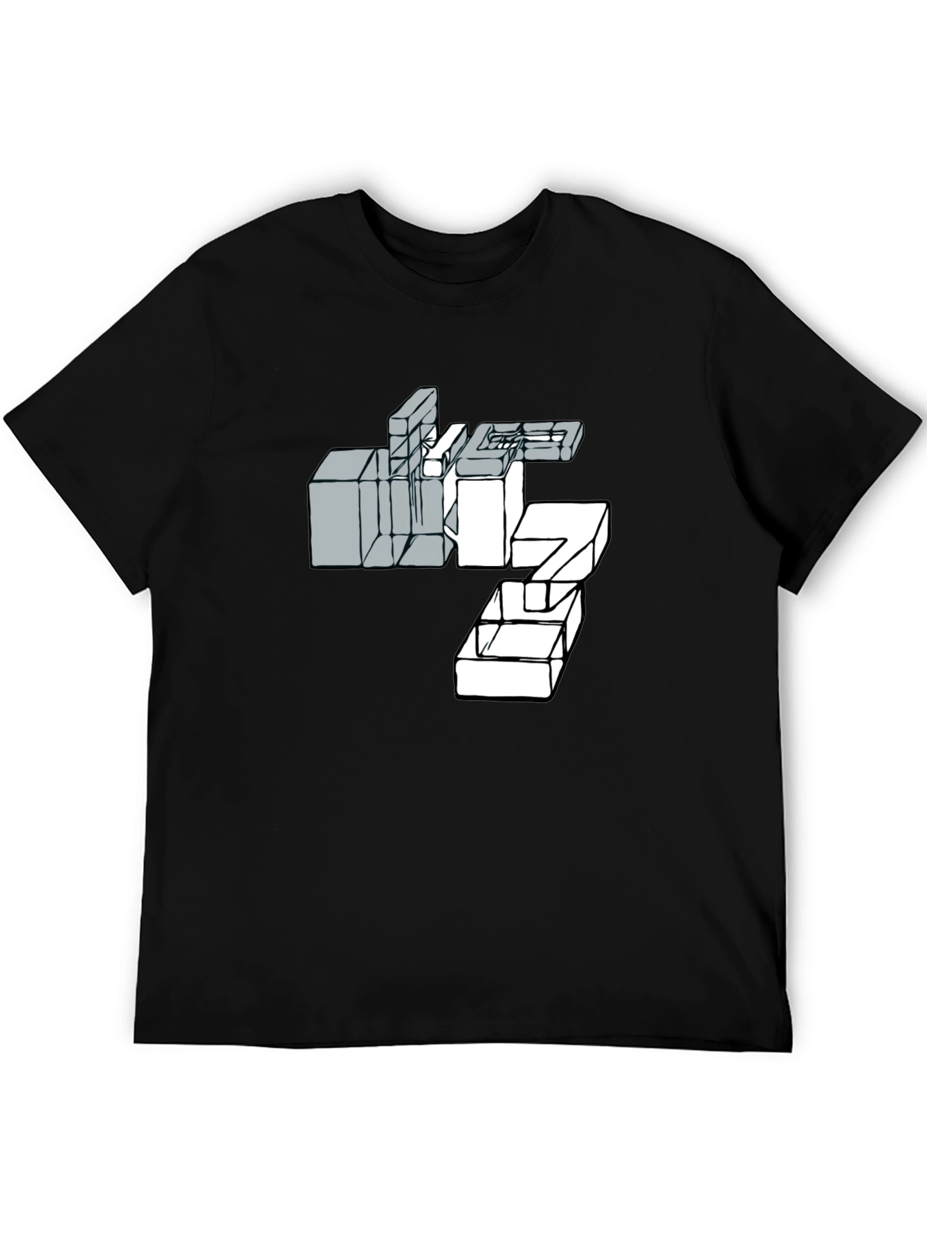 Abstract Graphic Print Mens Black T-Shirt