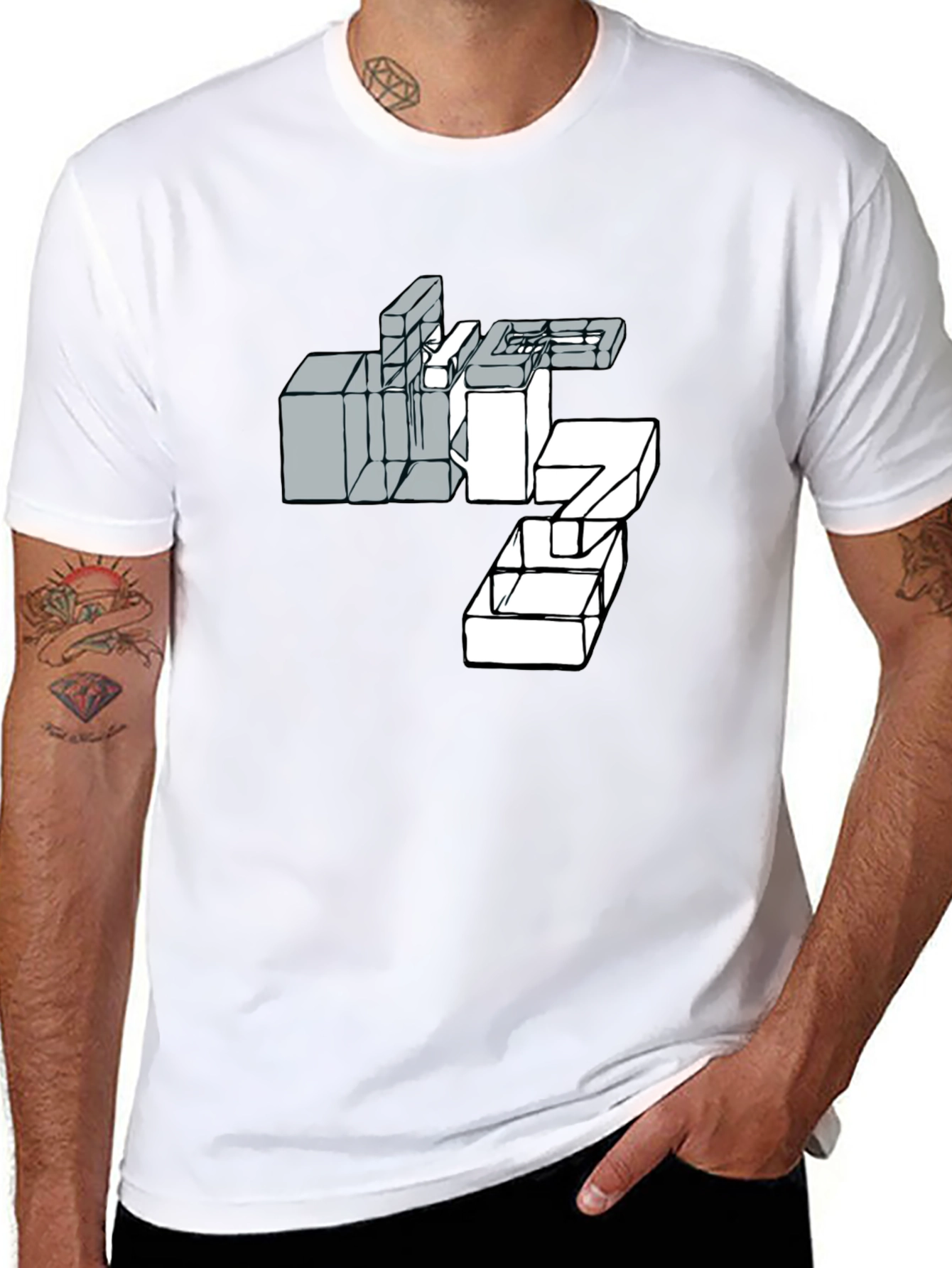 Abstract Graphic Print Mens Black T-Shirt