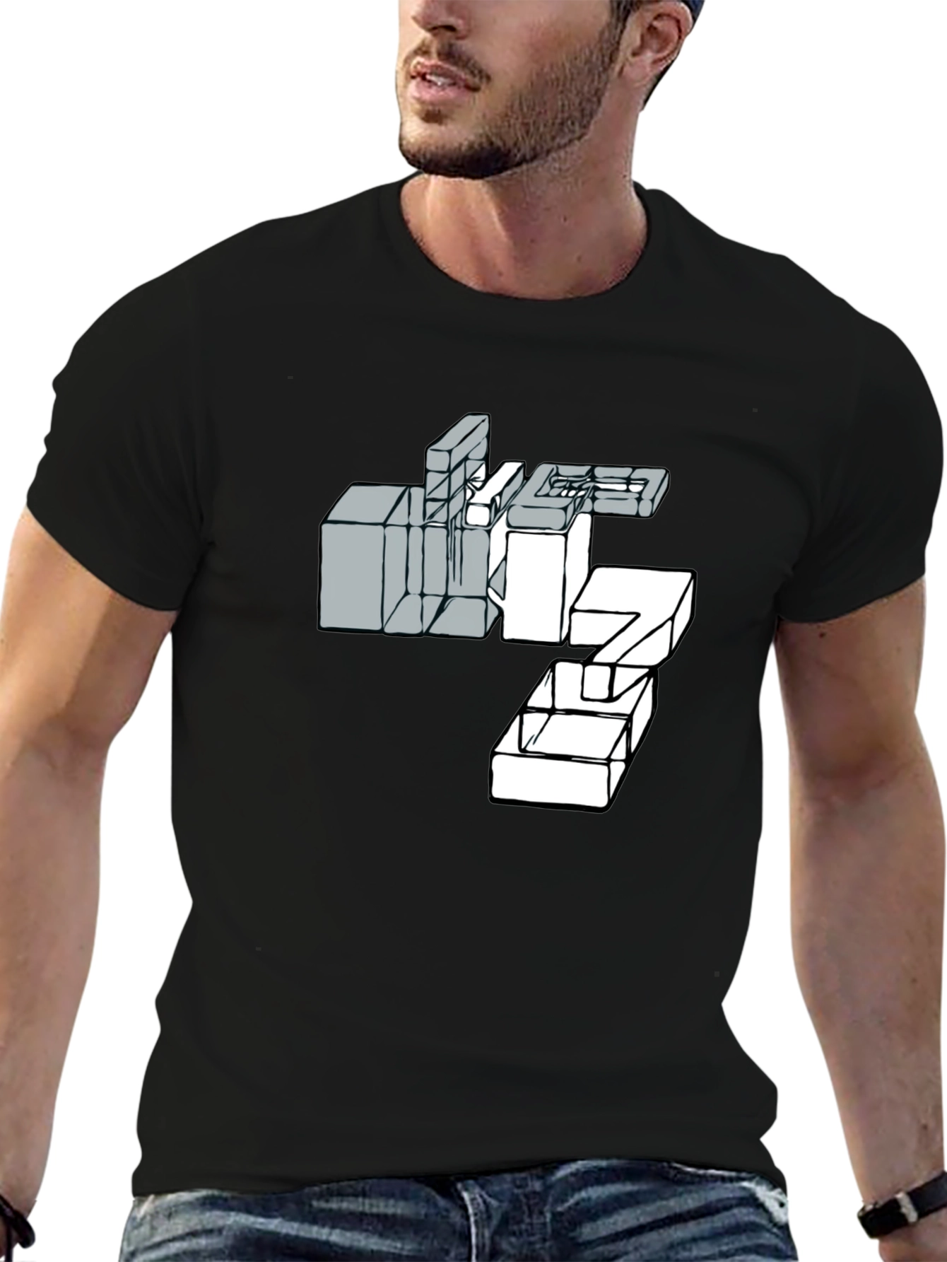Abstract Graphic Print Mens Black T-Shirt