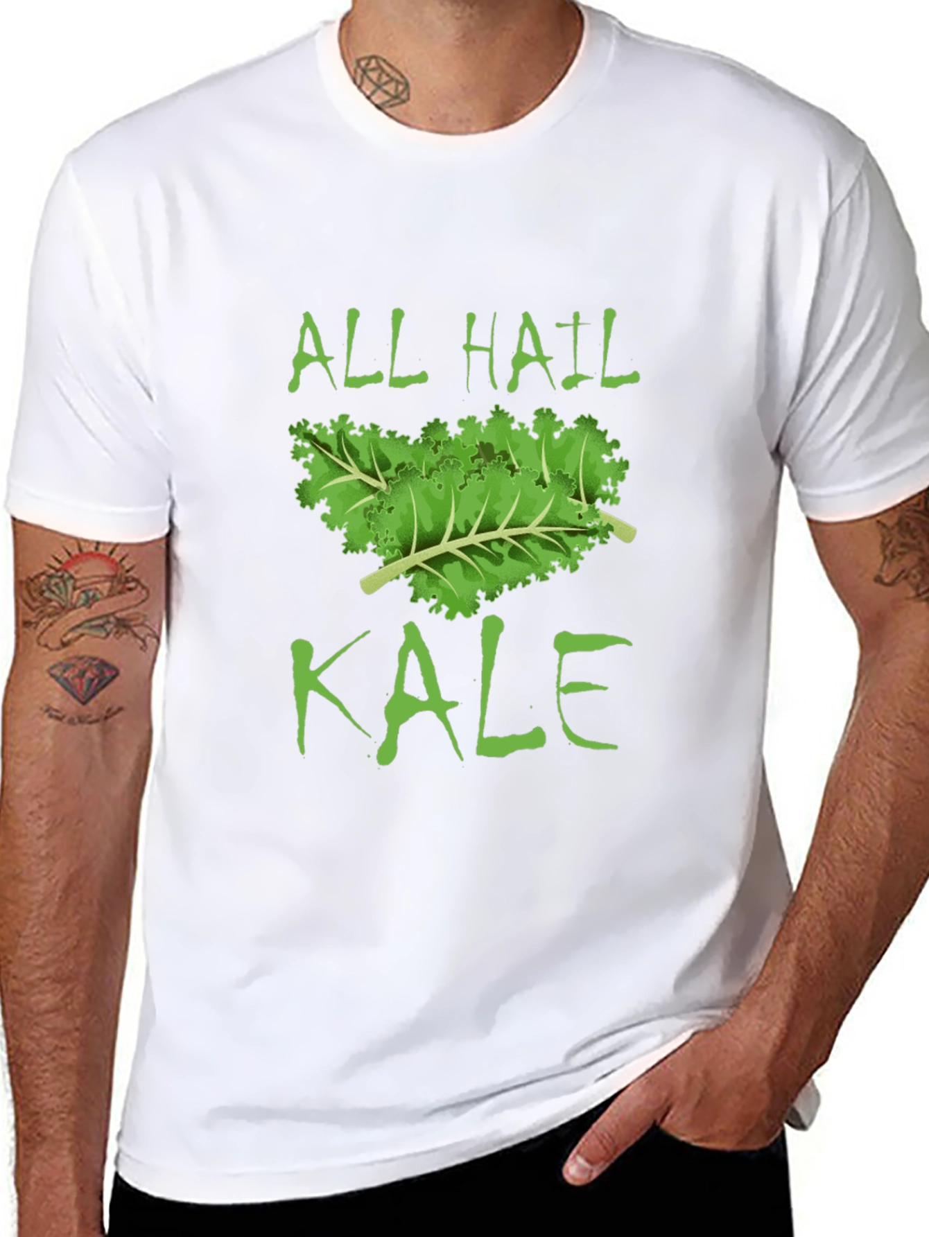 All Hail Kale Graphic Print Black T-Shirt