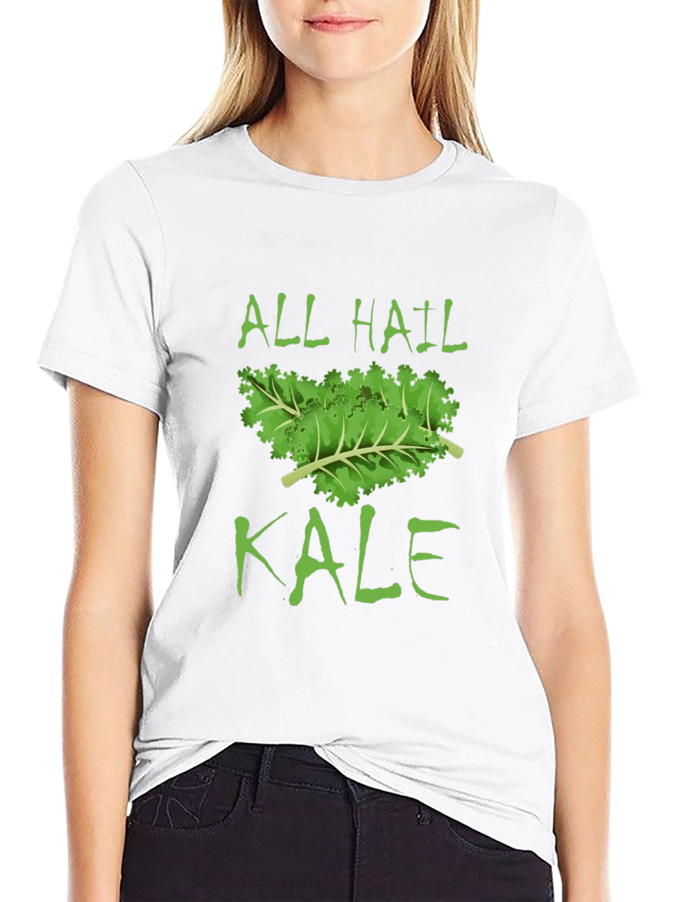 All Hail Kale Graphic Print Black T-Shirt