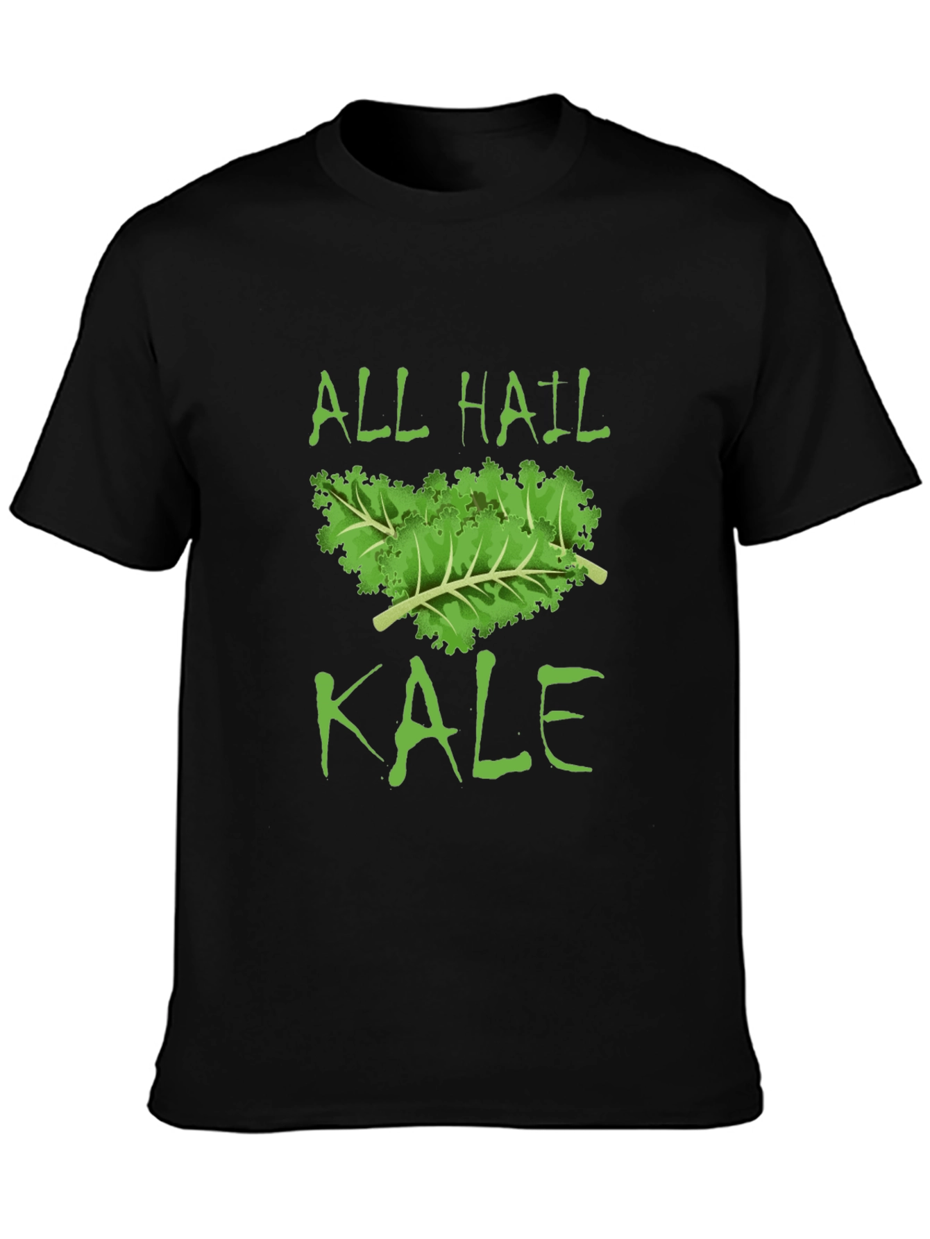 All Hail Kale Graphic Print Black T-Shirt