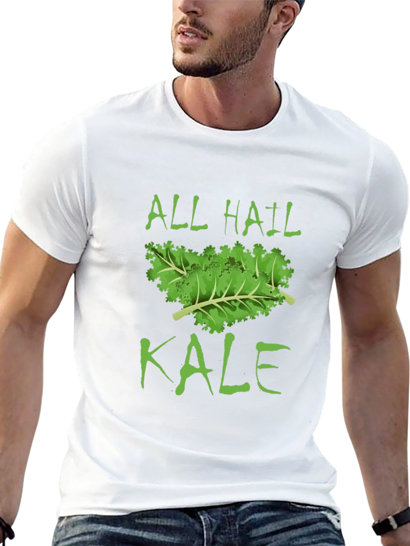 All Hail Kale Graphic Print Black T-Shirt