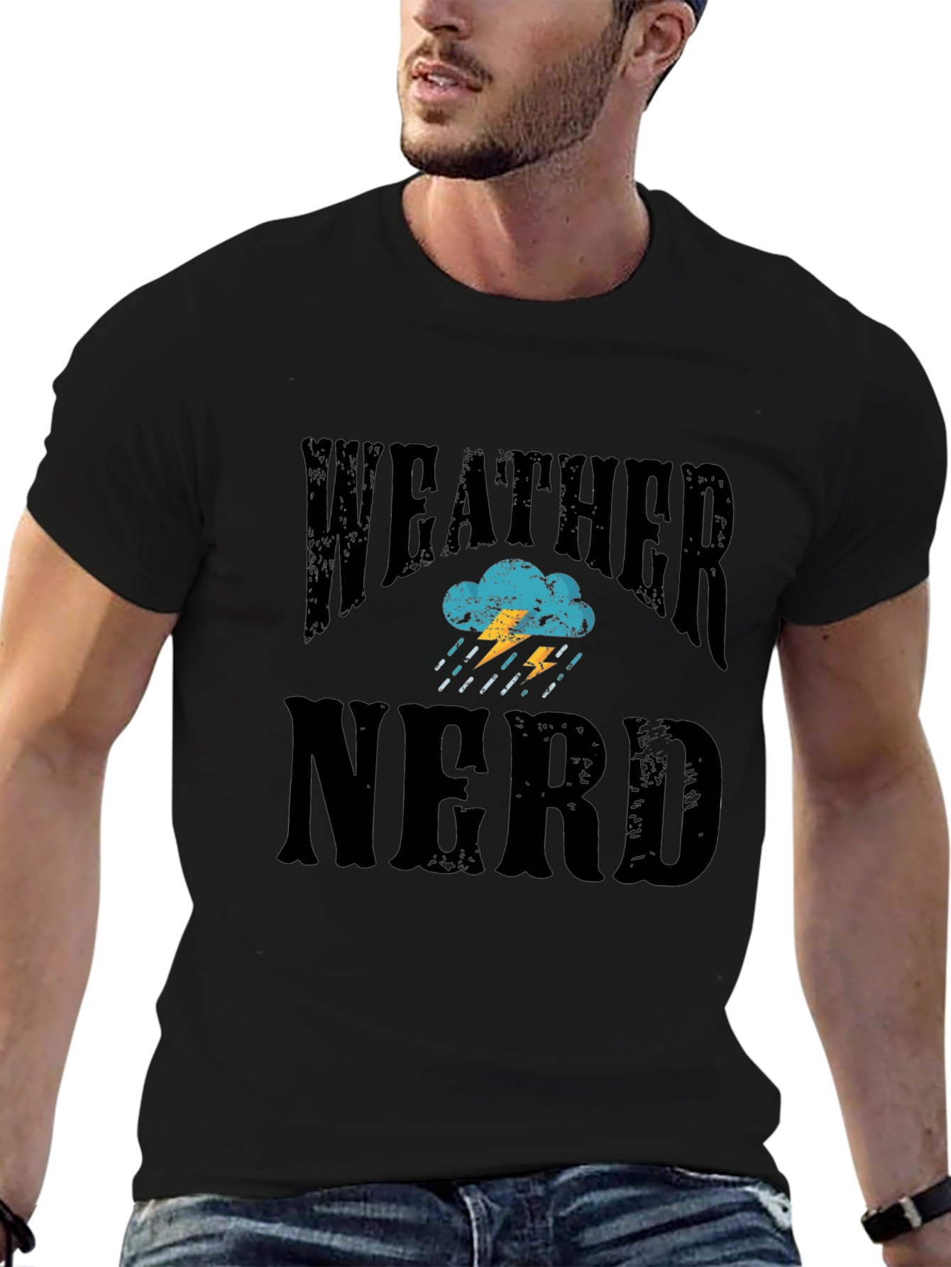 Weather Nerd T-Shirt Black Cotton Graphic Print