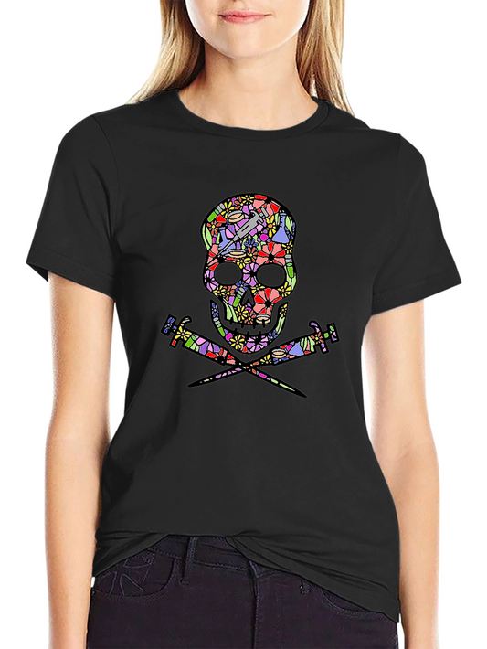 Floral Skull & Syringe T-Shirt