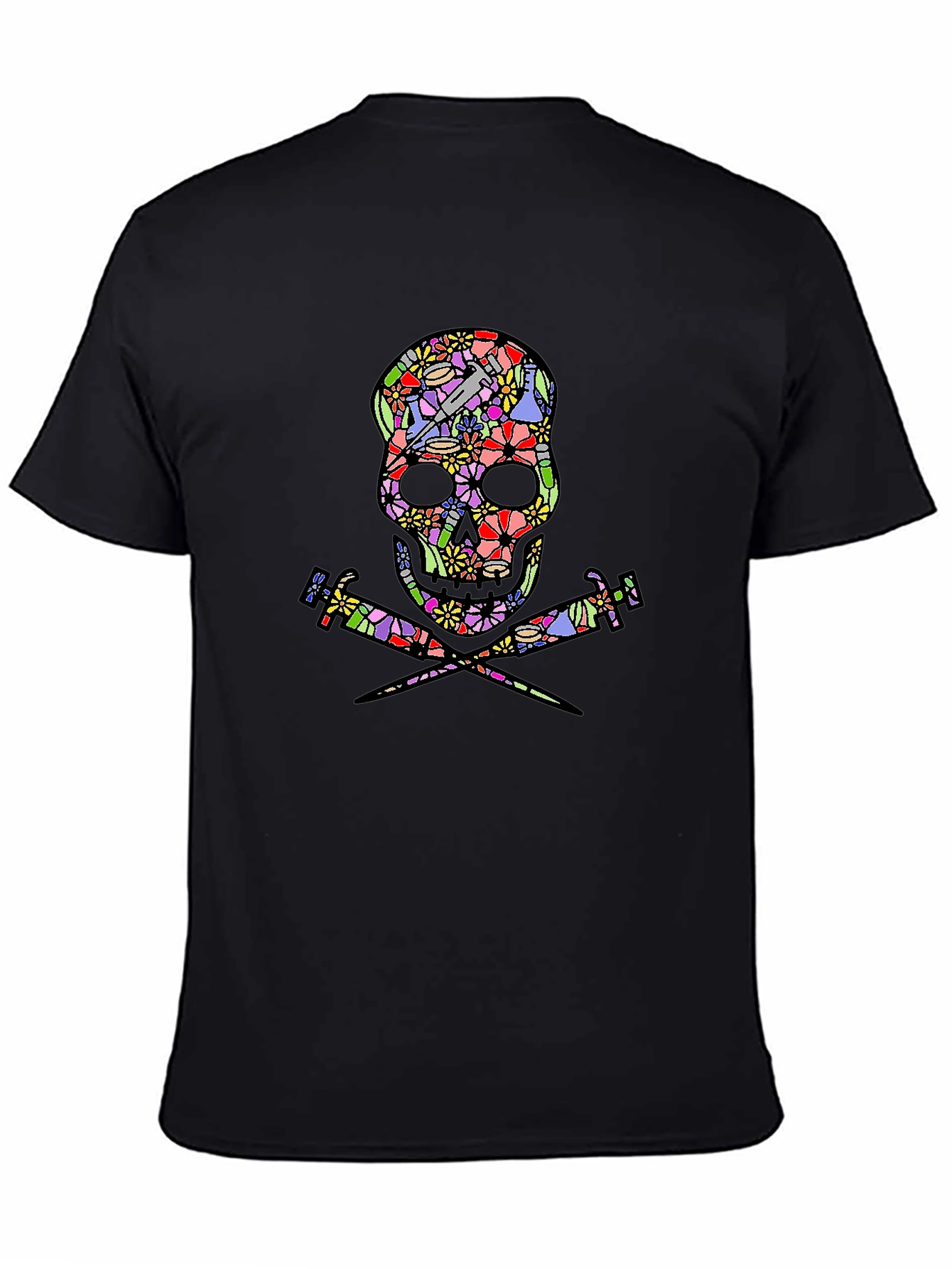 Floral Skull & Syringe T-Shirt