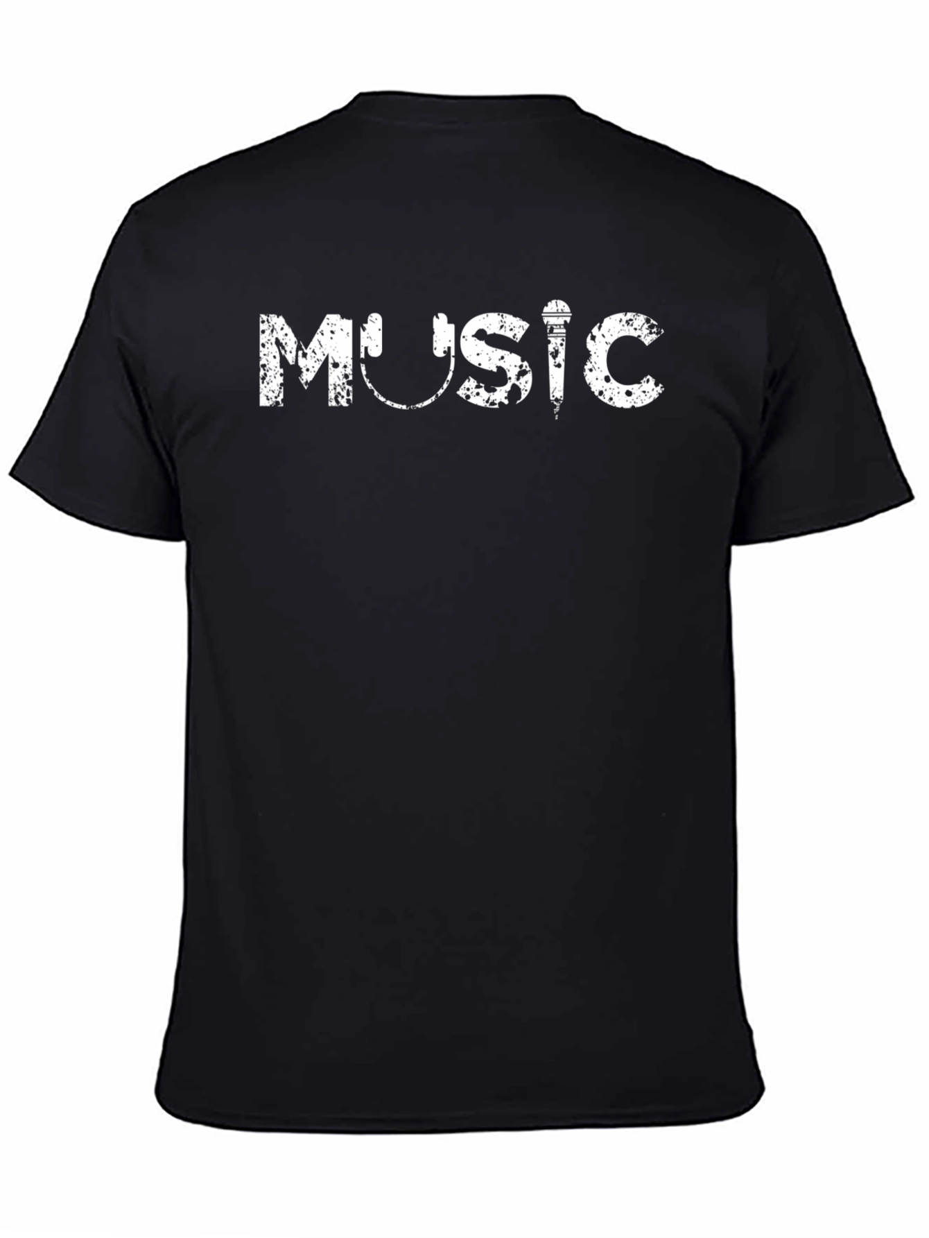 Music Graphic Tee - Black Cotton Casual Wear