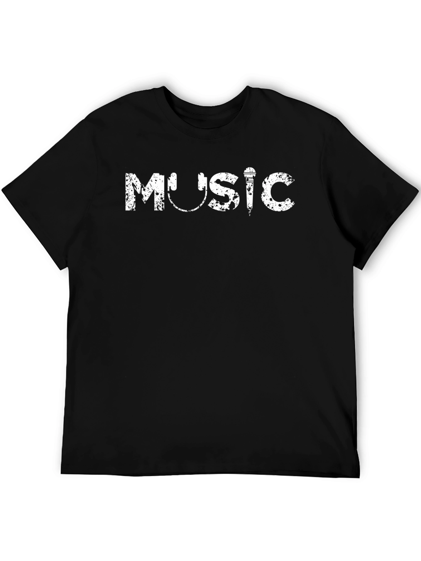 Music Graphic Tee - Black Cotton Casual Wear
