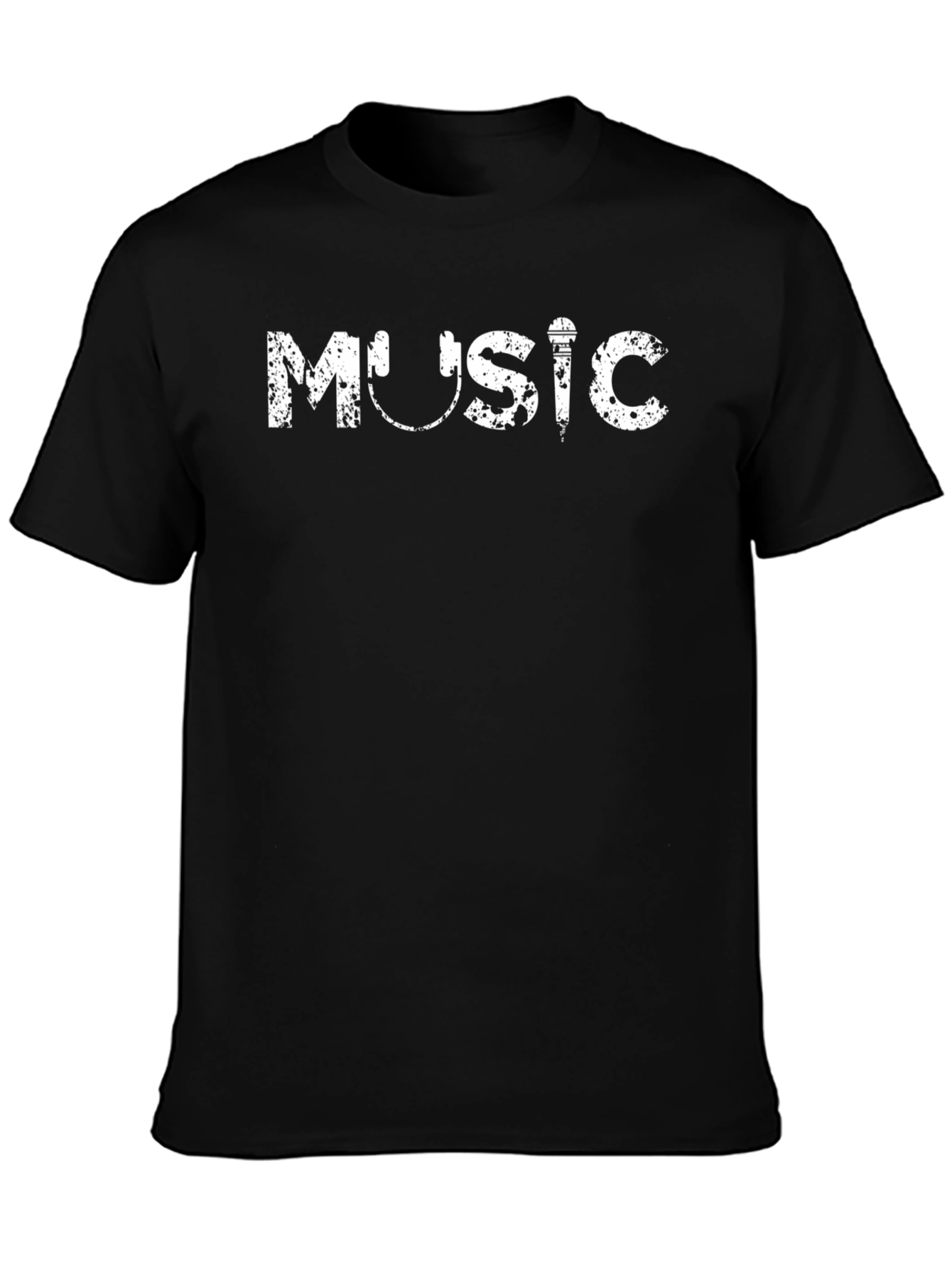 Music Graphic Tee - Black Cotton Casual Wear