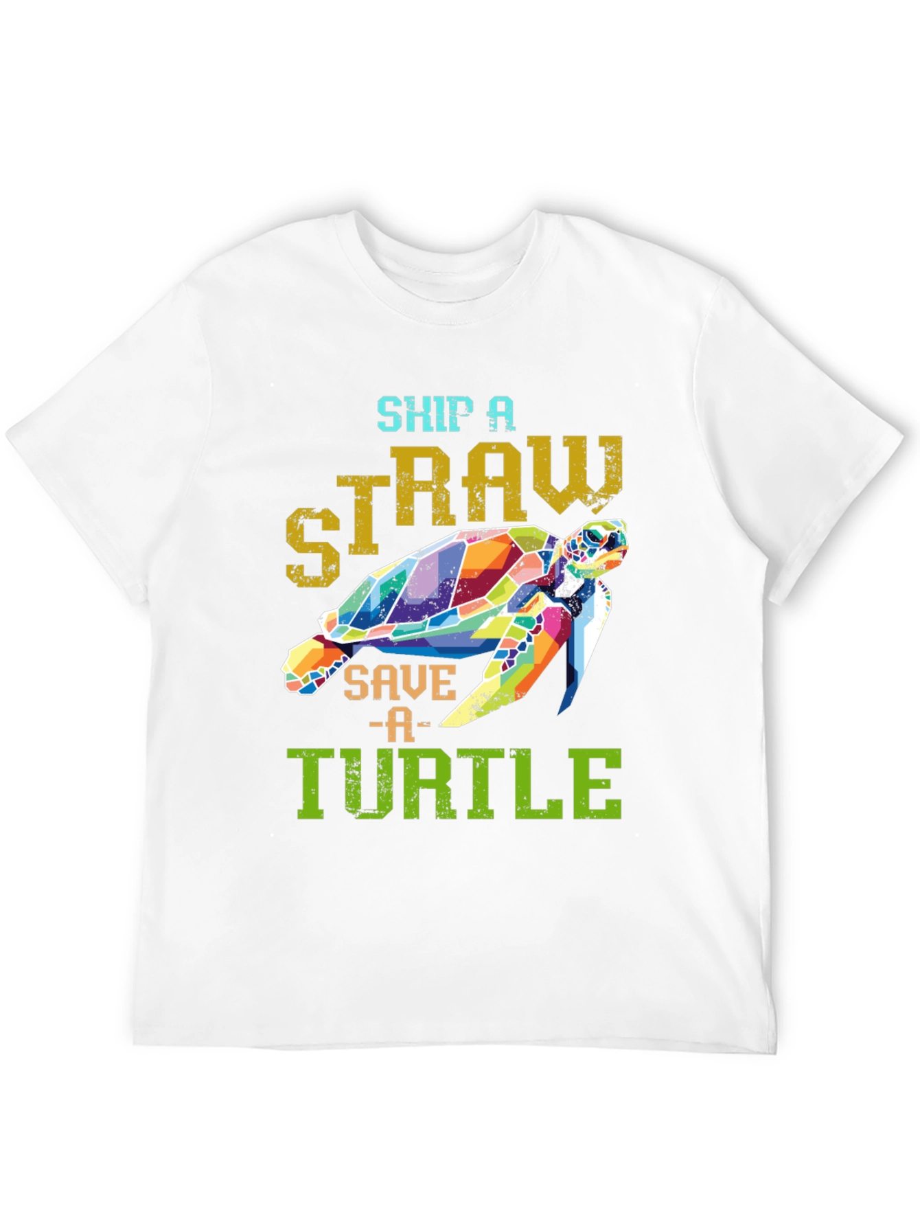 Ship a Straw Save a Turtle Black T-Shirt