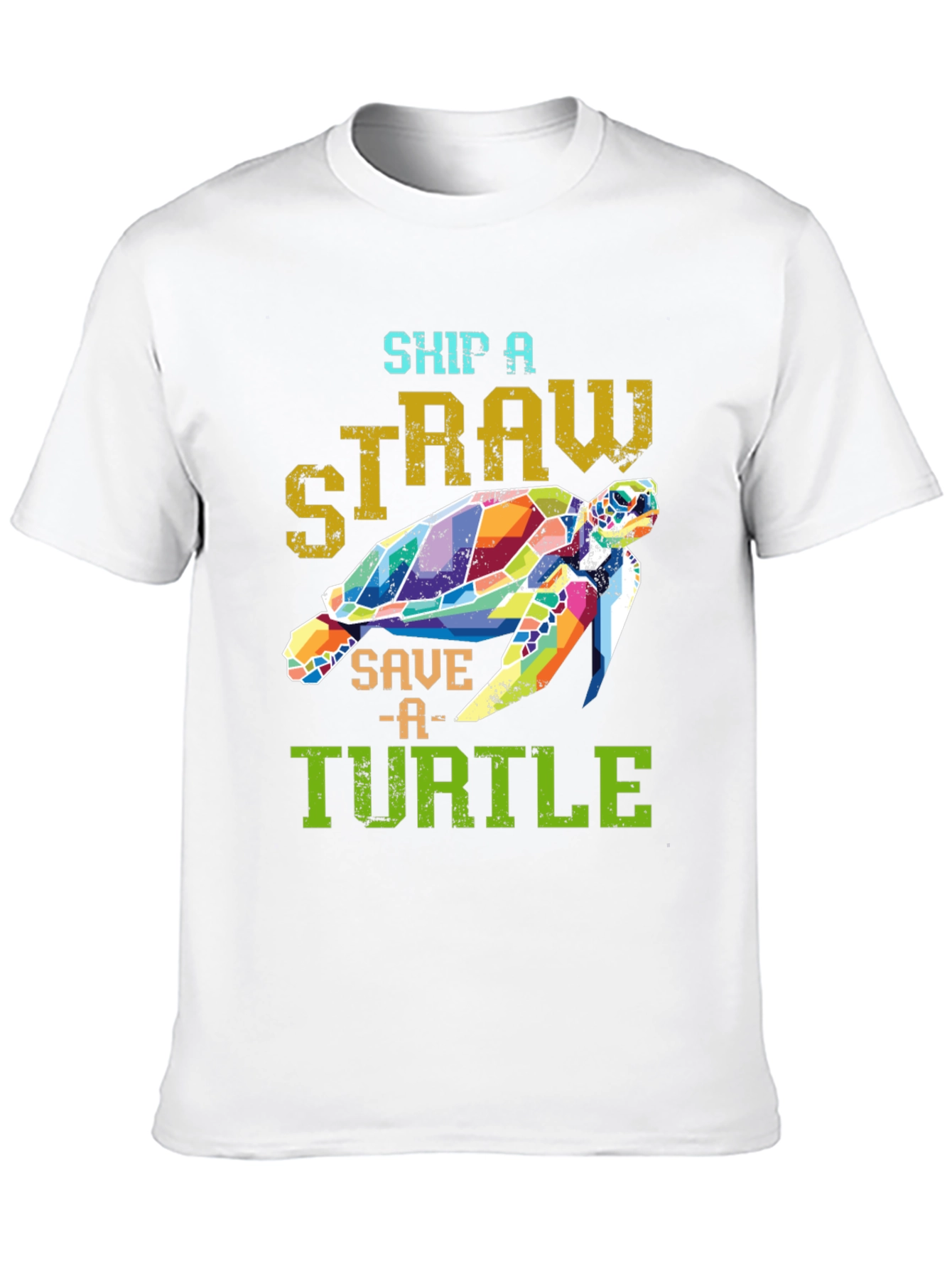 Ship a Straw Save a Turtle Black T-Shirt